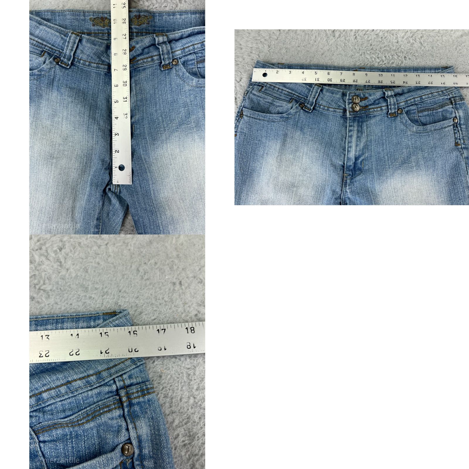 Vintage Jinzu Jeans Denim Womens 9 Blue Distressed Mid Rise 5-Pocket Style Bootcut Cotton Blend Jeans Womens Size 30" / US 8 / IT 44 - 9 Thumbnail