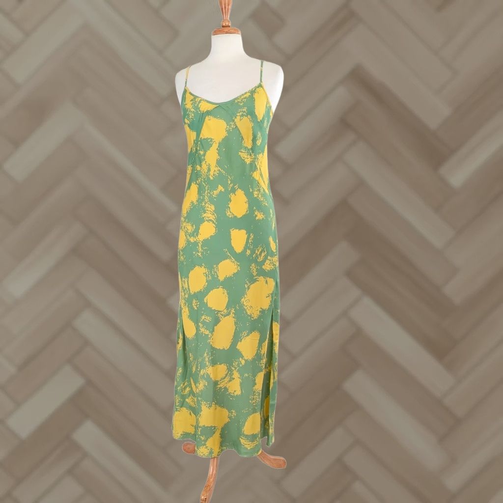Brain Dead Brain Dead Dot Slip Dress Women’s Midi Slip Dress Lime L Adjustable Straps Sleeveless Spaghetti Neckline Daytime Casual Workwear Size L / US 10 / IT 46 - 1 Thumbnail