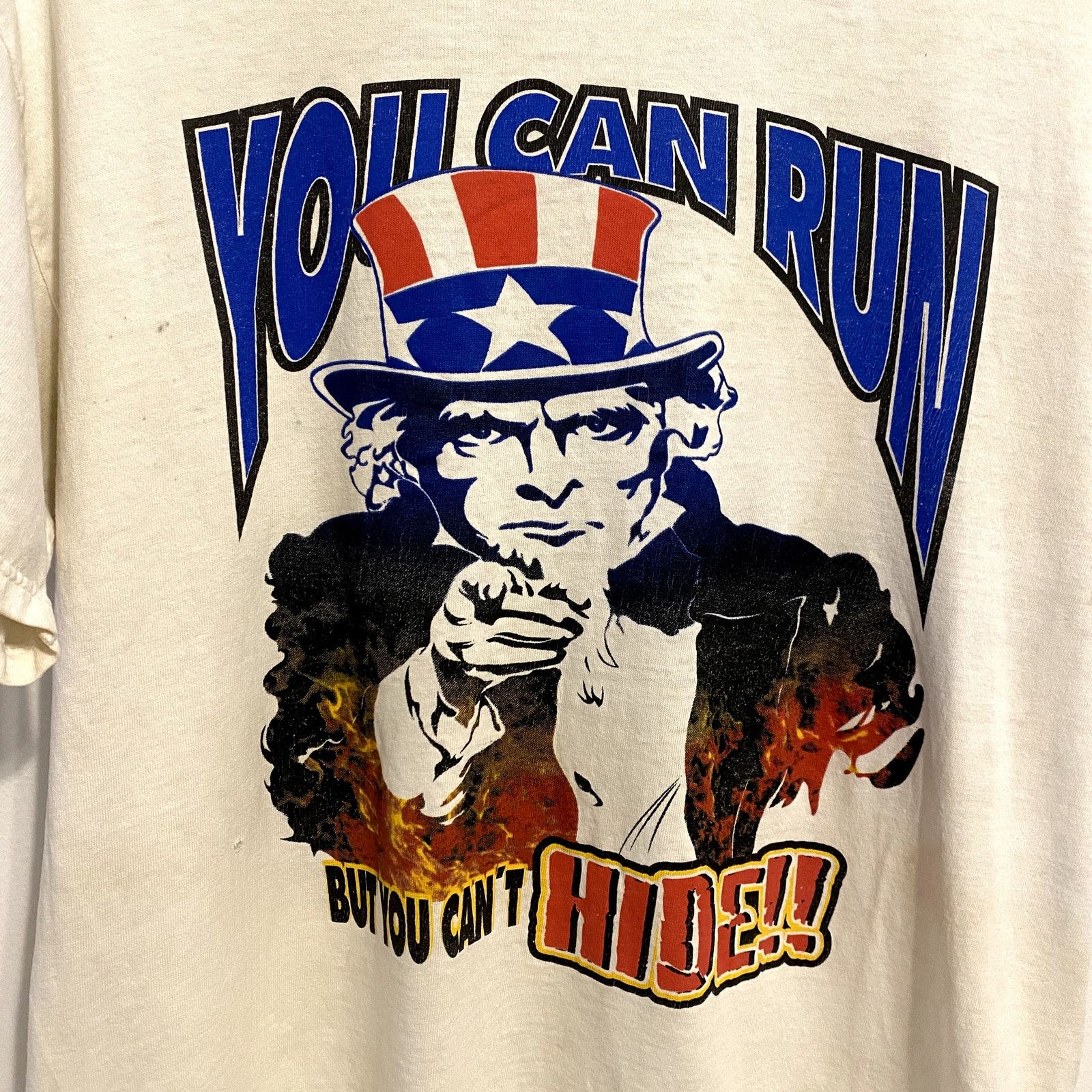 Fruit Of The Loom × Vintage Vintage Uncle Sam T Shirt 'You Can Run But You Can’t Hide' Size US L / EU 52-54 / 3 - 2 Thumbnail