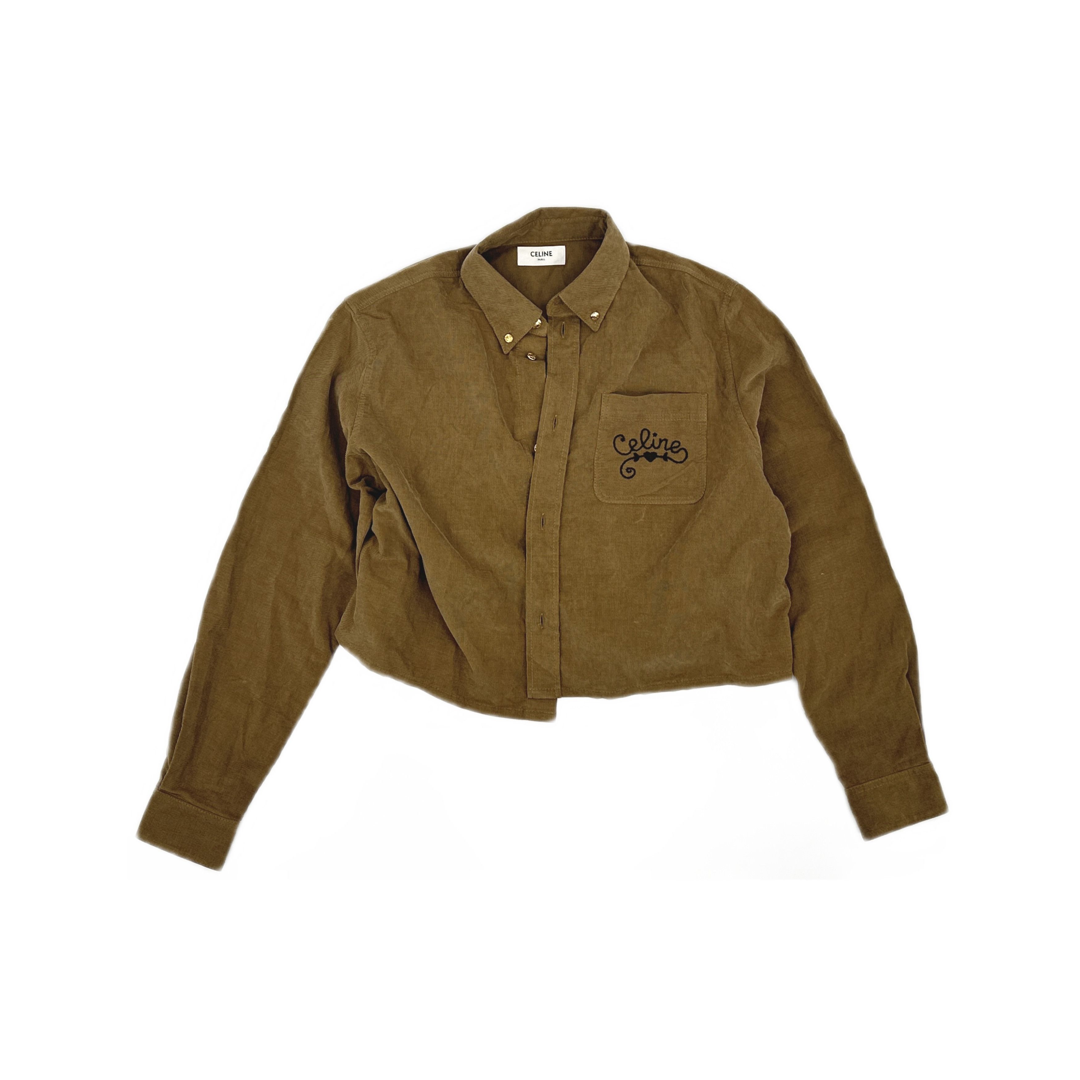 Celine CELINE Embroidered Corduroy Button Up Shirt Size S Size S / US 4 / IT 40 - 1 Thumbnail