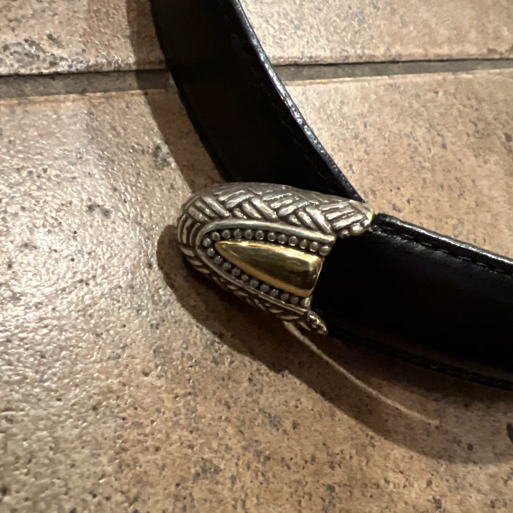 Brighton VINTAGE Brighton Belt Black Leather 1" Reversible Buckle M Women's Size ONE SIZE - 3 Thumbnail