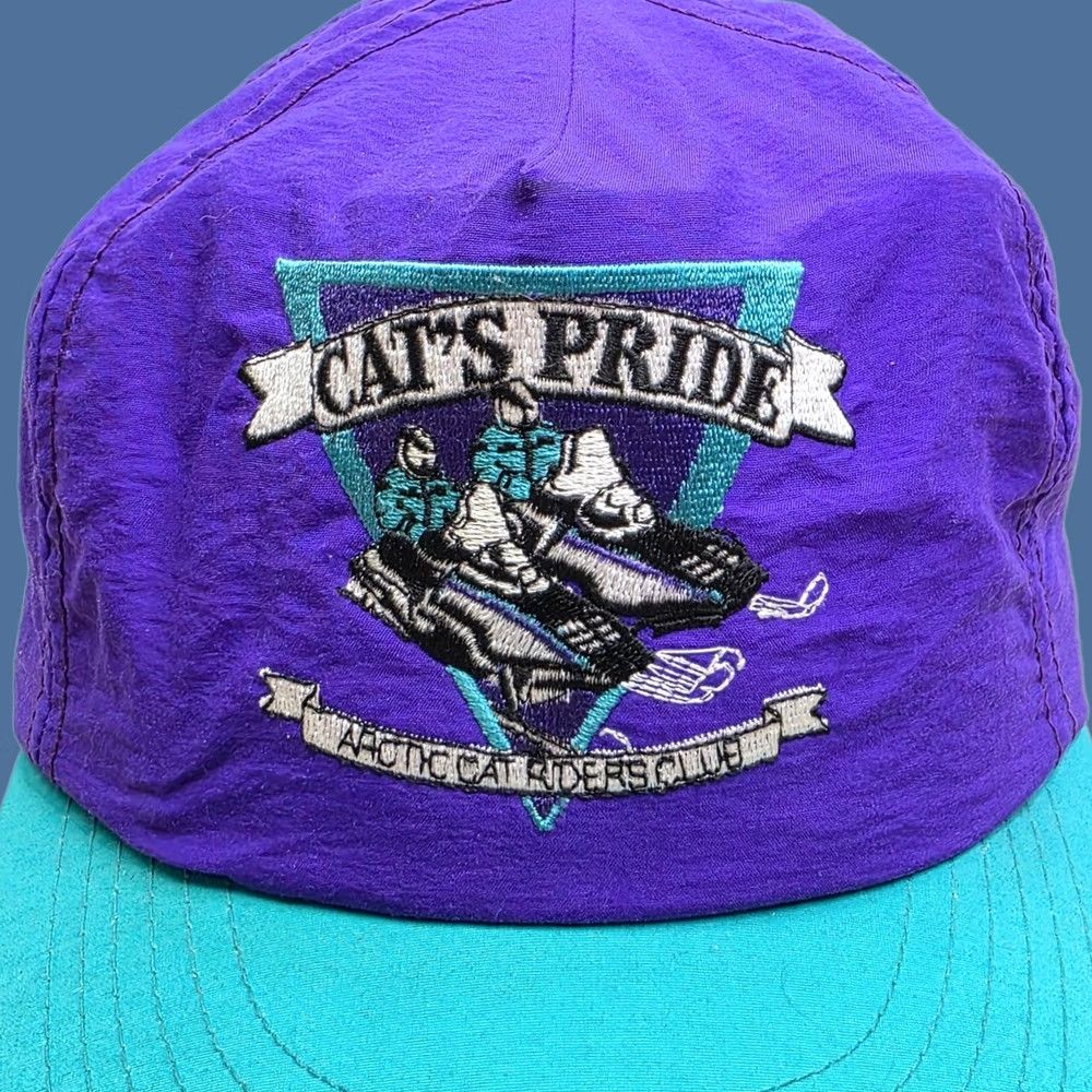 Vintage VINTAGE Arctic Cat Cat's Pride Snapback Hat Purple Teal Nylon Made in USA Size ONE SIZE - 1 Thumbnail
