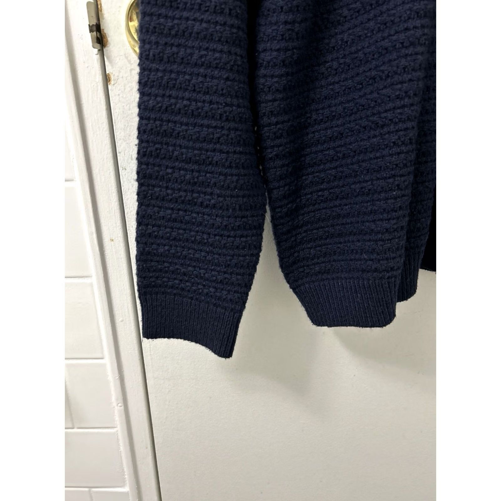 FatFace Fat Face Sweater Mens L Blue Wool Lanhill Texture Crewneck NWT Size US L / EU 52-54 / 3 - 6 Thumbnail