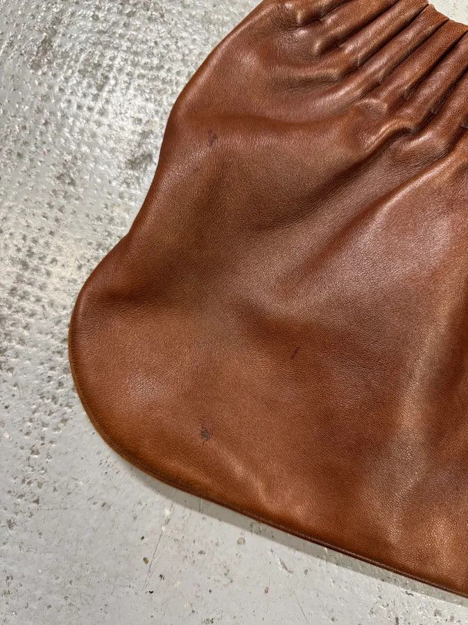 Yves Saint Laurent 2000s Yves Saint Laurent Cognac Leather Ruched Handle Bag Size ONE SIZE - 9 Thumbnail