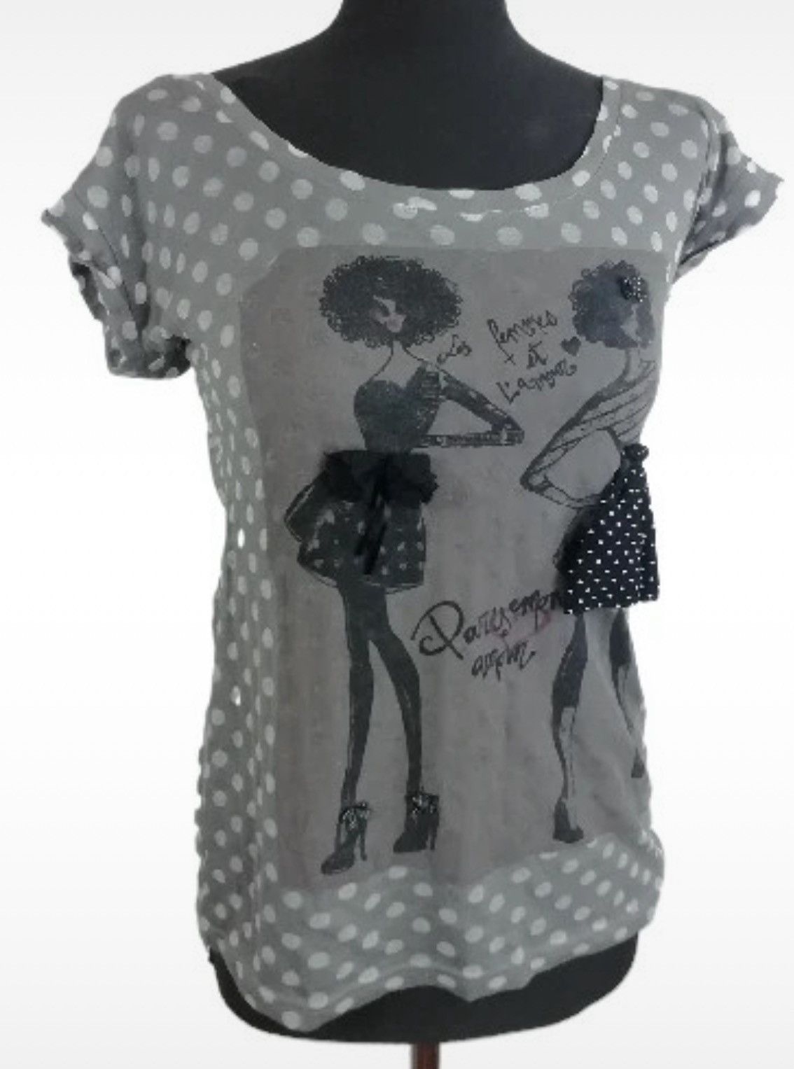 Vintage Vintage y2k gray t-shirt girls print Coquette Size S / US 4 / IT 40 - 1 Preview