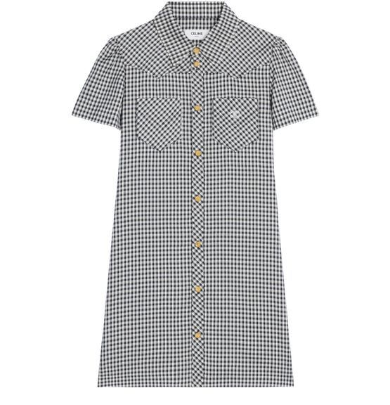 Celine os11x0526 Mini Shirt Dress in Grey/White Size XXS / US 00 / IT 34 - 1 Thumbnail
