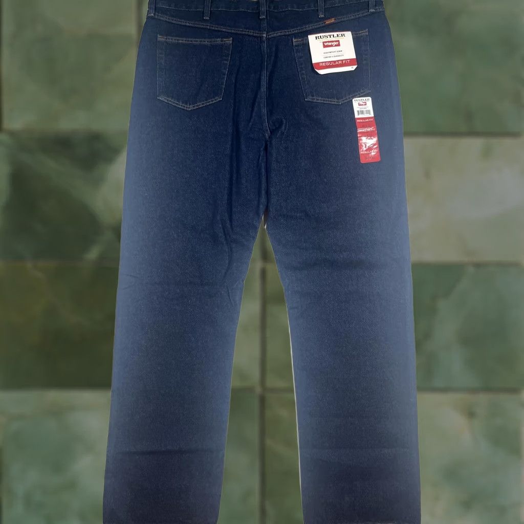 Denime Rustler Jeans Mens 44x32 Dark Blue Denim Regular Fit Straight Leg Heavyweight Size US 44 / EU 60 - 1 Thumbnail
