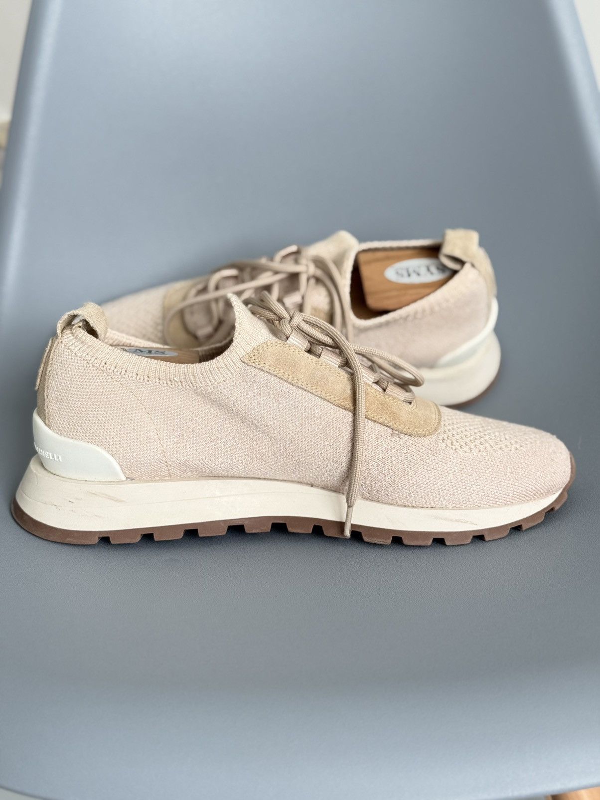 Brunello Cucinelli Brunello Cucinelli Men's Melange Knit Runner Beige Sneakers Size US 9 / EU 42 - 6 Thumbnail