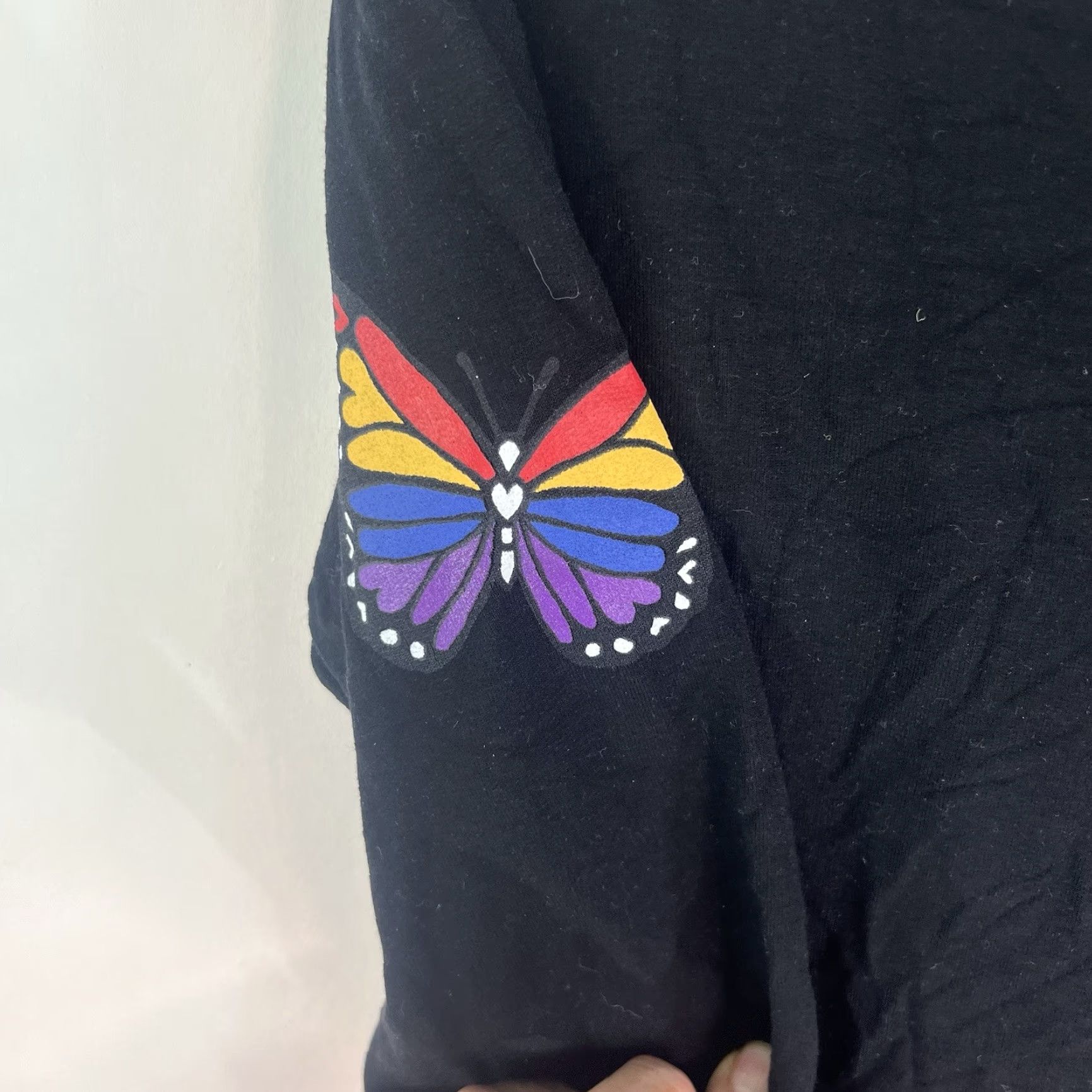Vintage Lauren Moshi Clarissa Butterfly Hooded Sweatshirt Womens XS Black Size XS / US 0-2 / IT 36-38 - 7 Thumbnail