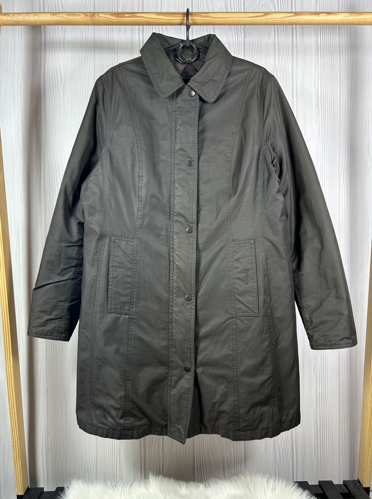 Barbour Barbour Twill Belsay Women’s Brown Waterproof Long Jacket Size XL / US 12-14 / IT 48-50 - 1 Thumbnail