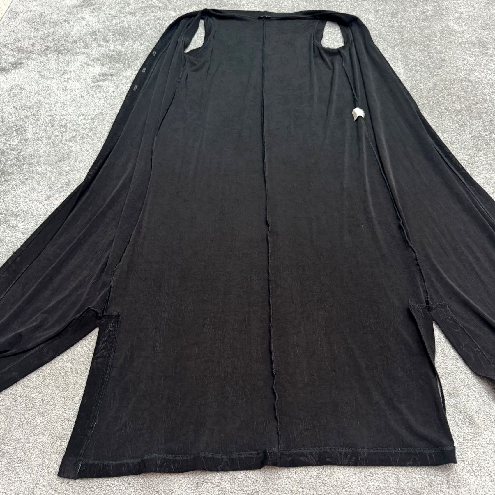 Vintage VINTAGE Poleci Maxi Dress Women Medium Black Sleeveless Floral Textured Button 90s Size M / US 6-8 / IT 42-44 - 3 Thumbnail
