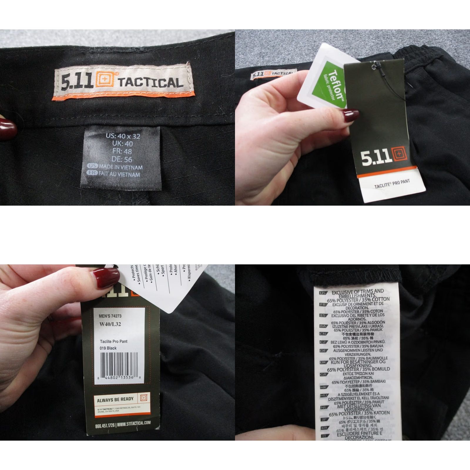 Vintage 5.11 Tactical Pants Men 40 X 32 Taclite Pro Hiking Tech Utility Work Outdoor NEW Pants Mens 40 Black Cargo Straight Inseam 32 Canvas Cotton Polyester Size US 39 - 8 Thumbnail
