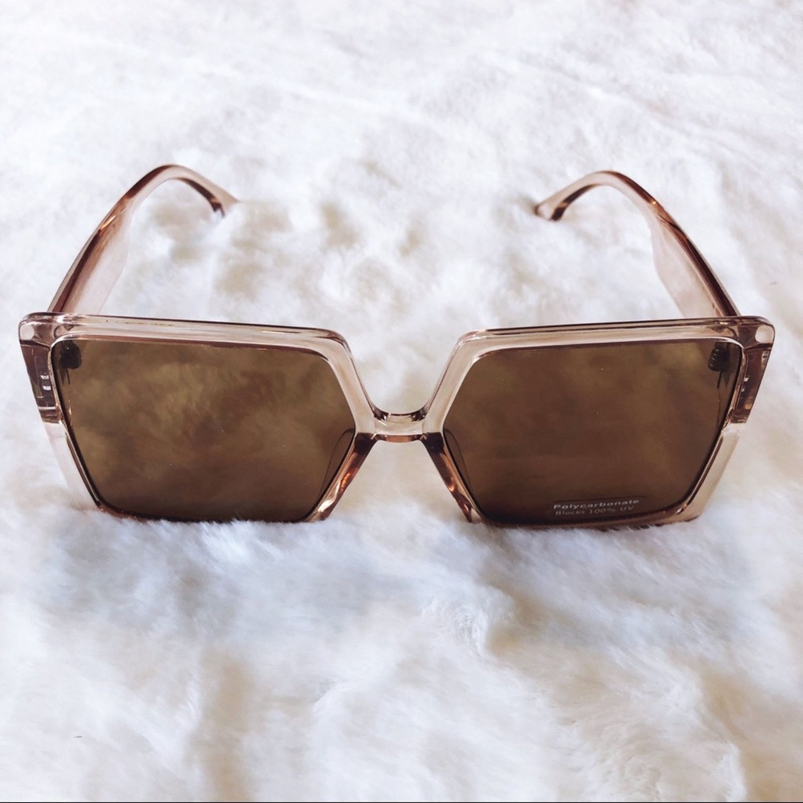 Other Molly Clear Pink Oversized Rectangle Sunglasses Size ONE SIZE - 6 Thumbnail