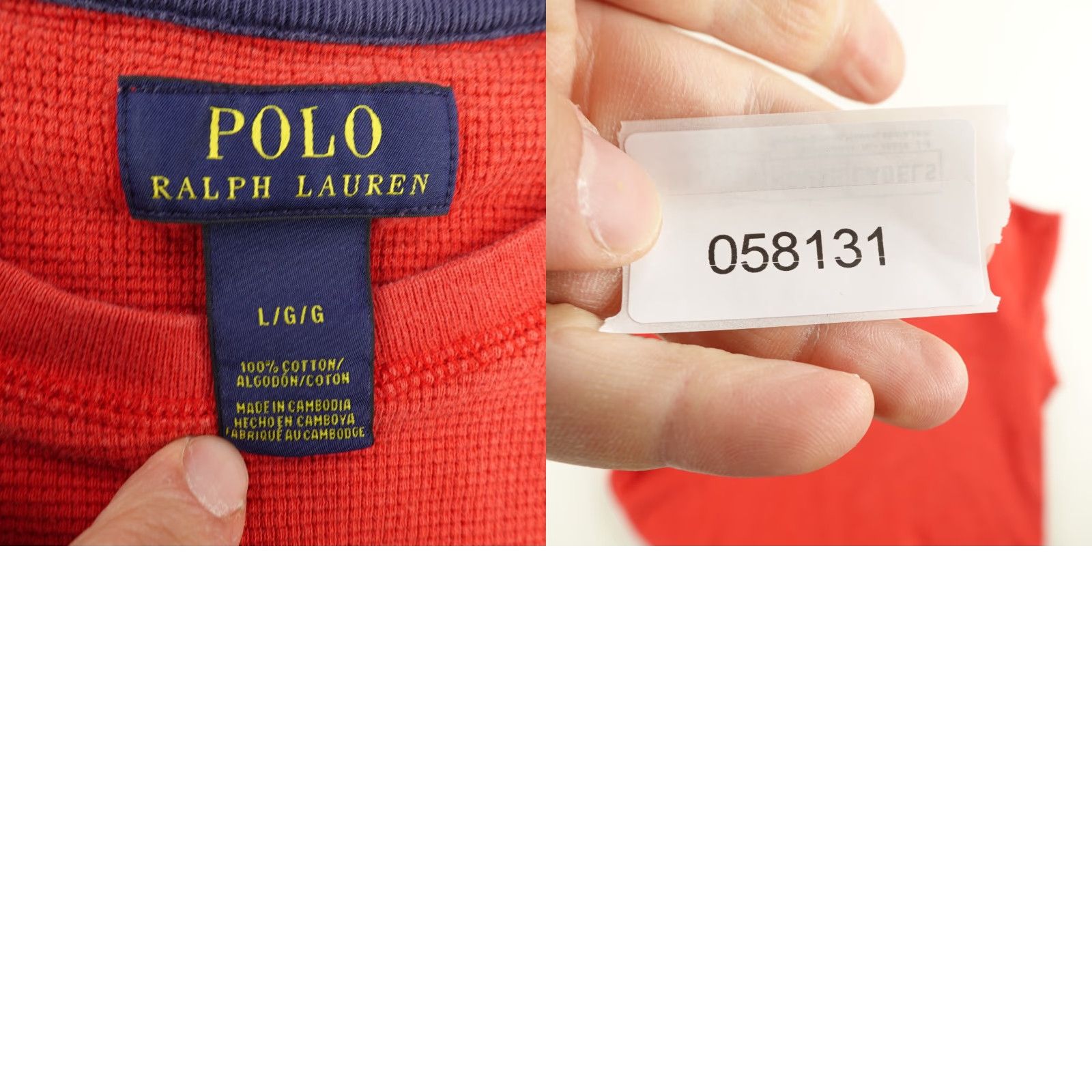 Polo Ralph Lauren Polo Ralph Lauren Red Waffle Knit Thermal Shirt Mens Large Crew Neck Logo Tee Size US L / EU 52-54 / 3 - 8 Thumbnail