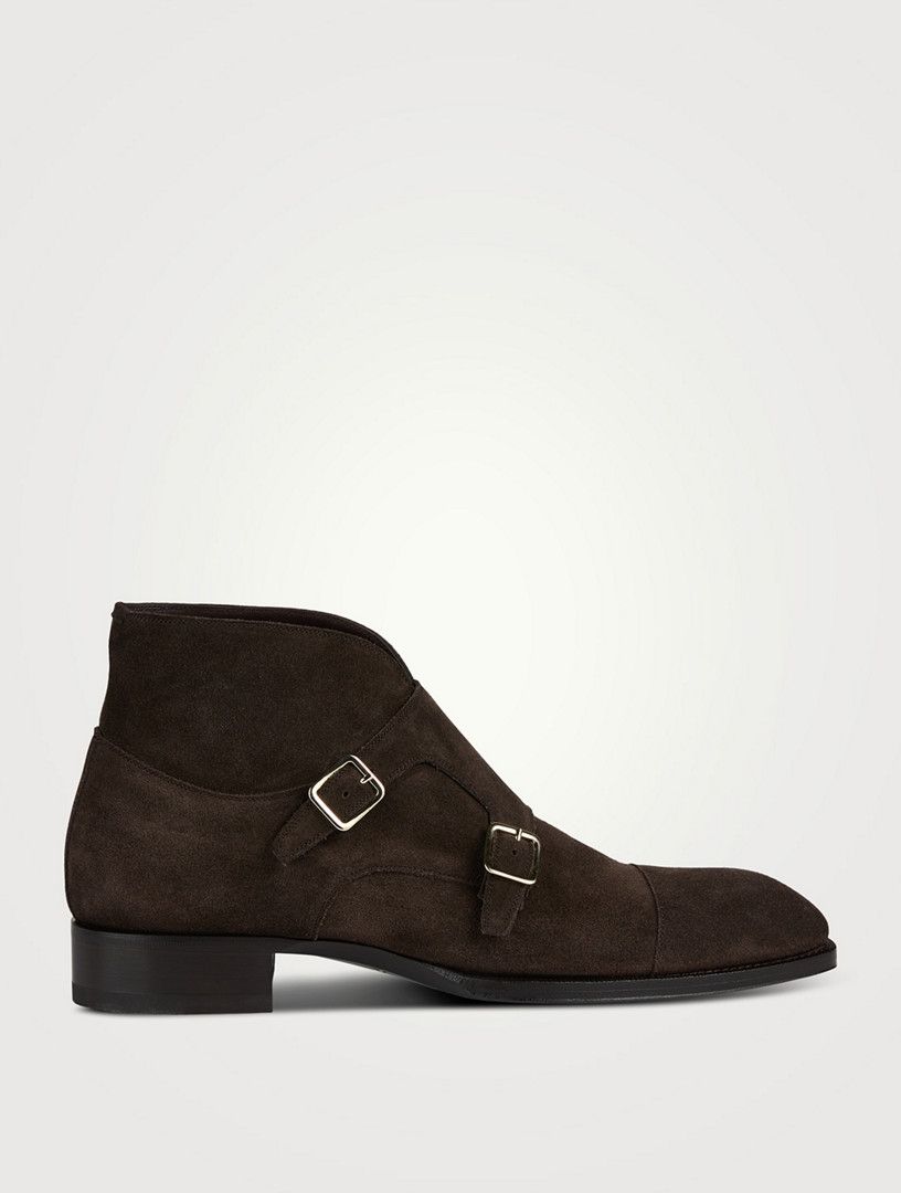 Tom Ford o1w1db10225 J1251 Suede Monk Strap Boots in Dark Brown Size US 10 / EU 43 - 1 Thumbnail