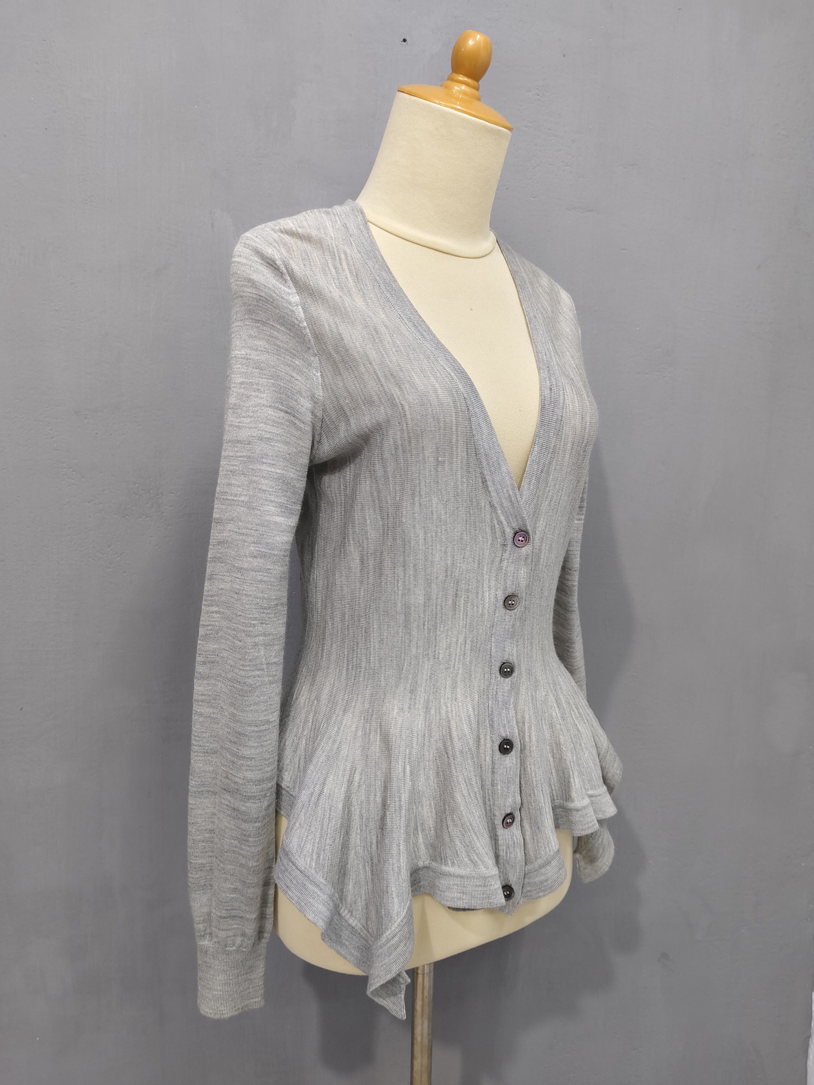 Alexander McQueen Alexander McQueen- Asymmetric Peplum Sculpted Wool Cardigan Size M / US 6-8 / IT 42-44 - 3 Thumbnail