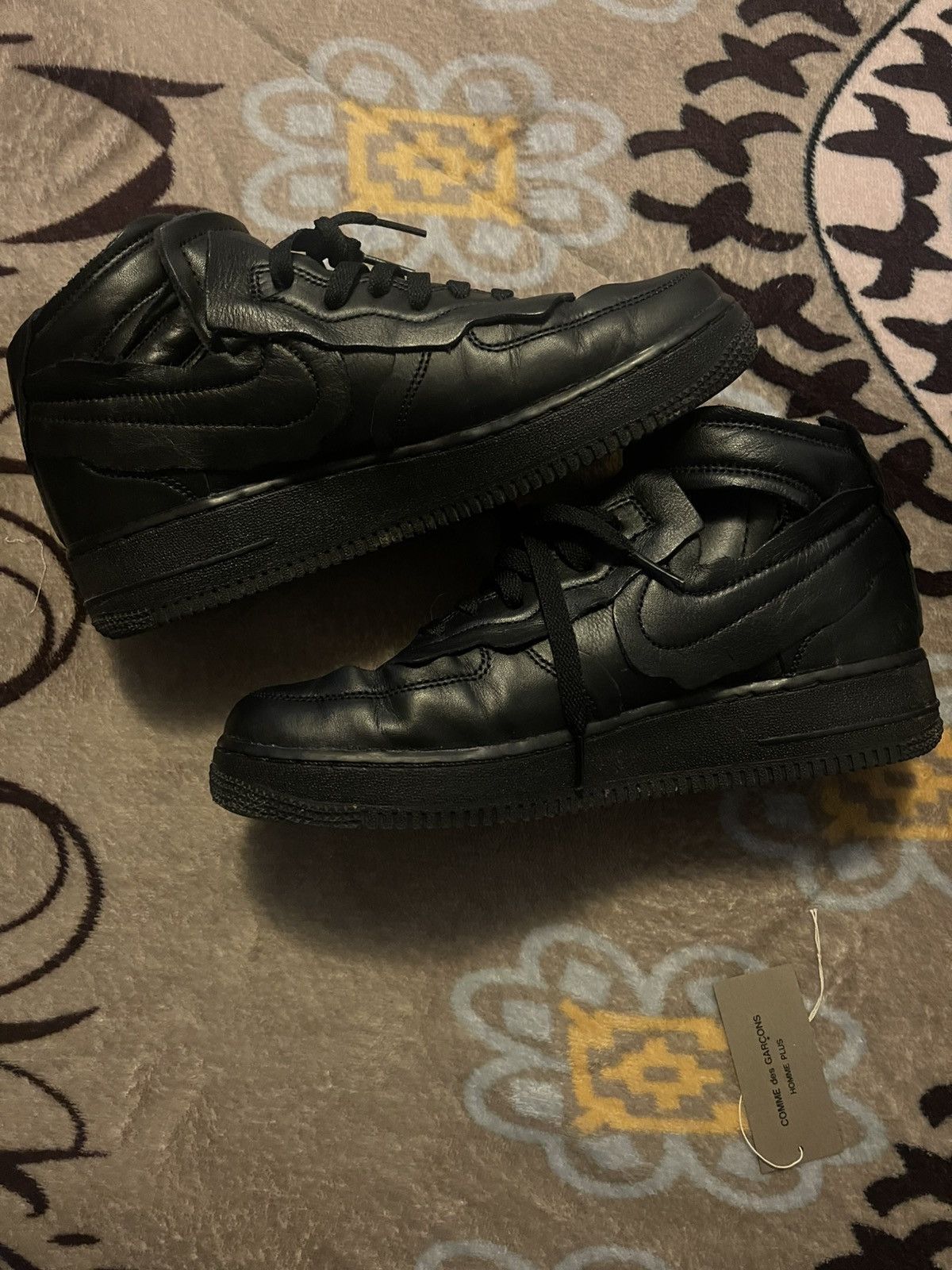 Comme des Garcons Homme Plus Nike x Comme des Garçons Air Force 1 Mid Sneakers Black Size US 8 / EU 41 - 6 Thumbnail