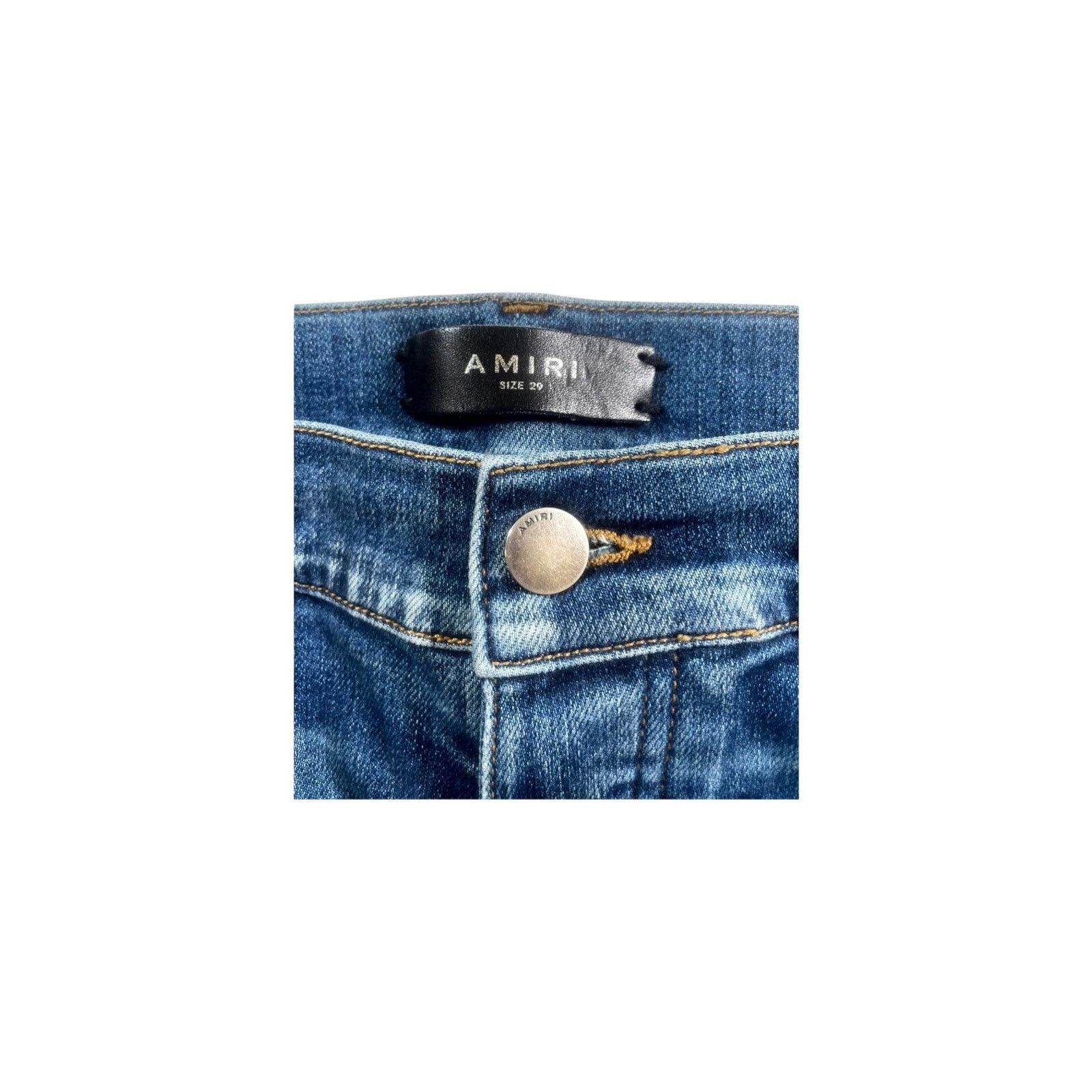 Amiri Amiri "Crystal Lounge Patchwork" Dark Wash Jeans Size US 29 - 6 Thumbnail