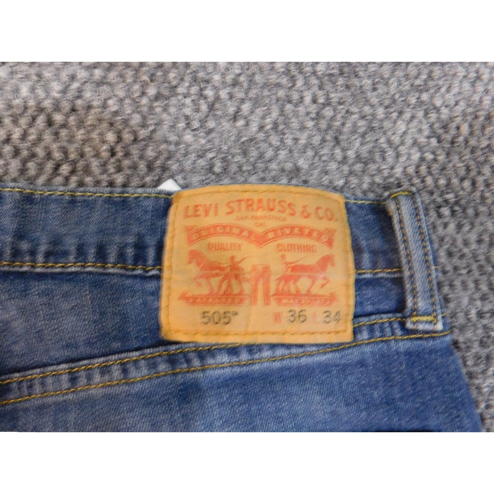 Levi's Levi's 505 Jeans Men 36x34 Blue Straight Regular Dark Wash Denim Classic Size US 36 / EU 52 - 4 Thumbnail