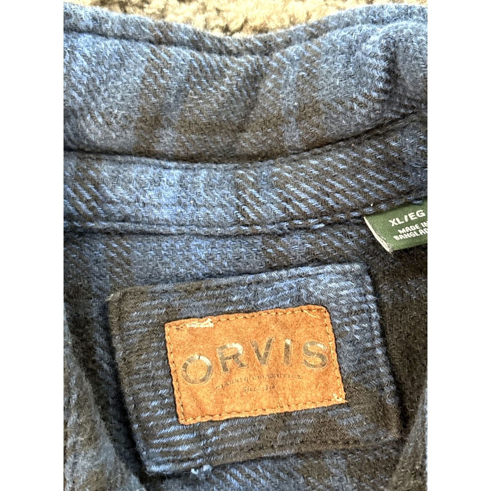 Orvis Orvis Men’s Heavy Flannel Shirt Jacket With Pockets Plaid Thick XL Blue Outdoor Size US XL / EU 56 / 4 - 4 Thumbnail