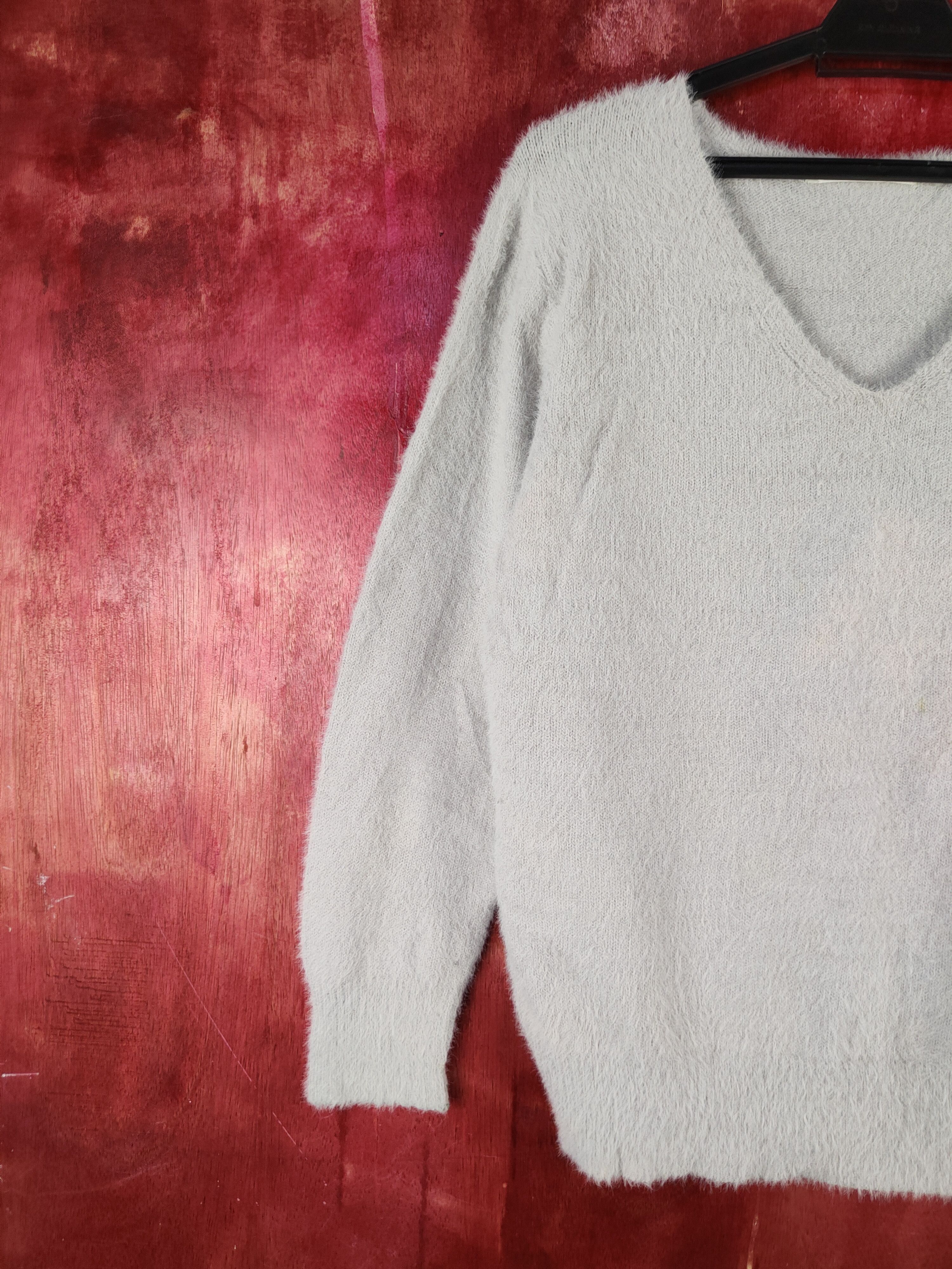 Homespun Knitwear × Japanese Brand × Vintage Ikka Gray Shag Shaggy Fur Mohair Knitwear #S2092 Size M / US 6-8 / IT 42-44 - 3 Thumbnail