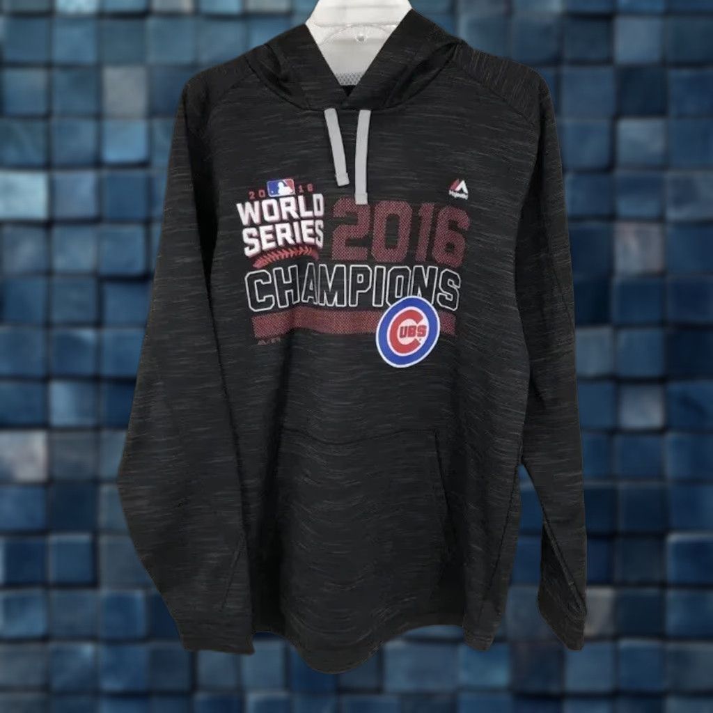 MLB VINTAGE? Chicago Cubs Pullover Hoodie Men's Medium Majestic MLB 2016 World Series Champs Black Size US M / EU 48-50 / 2 - 1 Thumbnail