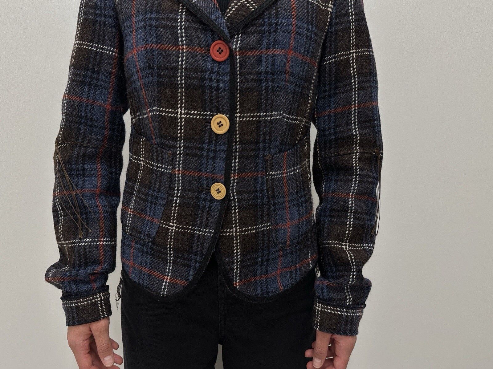 Marithe + Francois Girbaud Marithe Francois Girbaud Women's Tweed Plaid Blazer Jacket Size S / US 4 / IT 40 - 4 Thumbnail