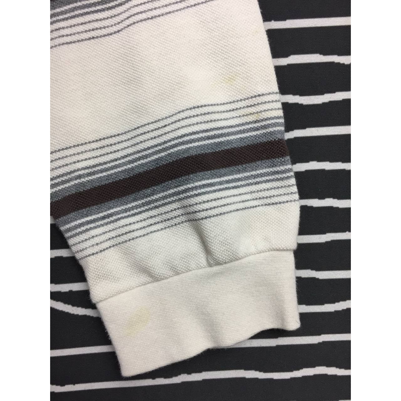 Lacoste × Vintage Vtg Lacoste Small Logo Striped Longsleeve Polo Tee Size US L / EU 52-54 / 3 - 9 Thumbnail