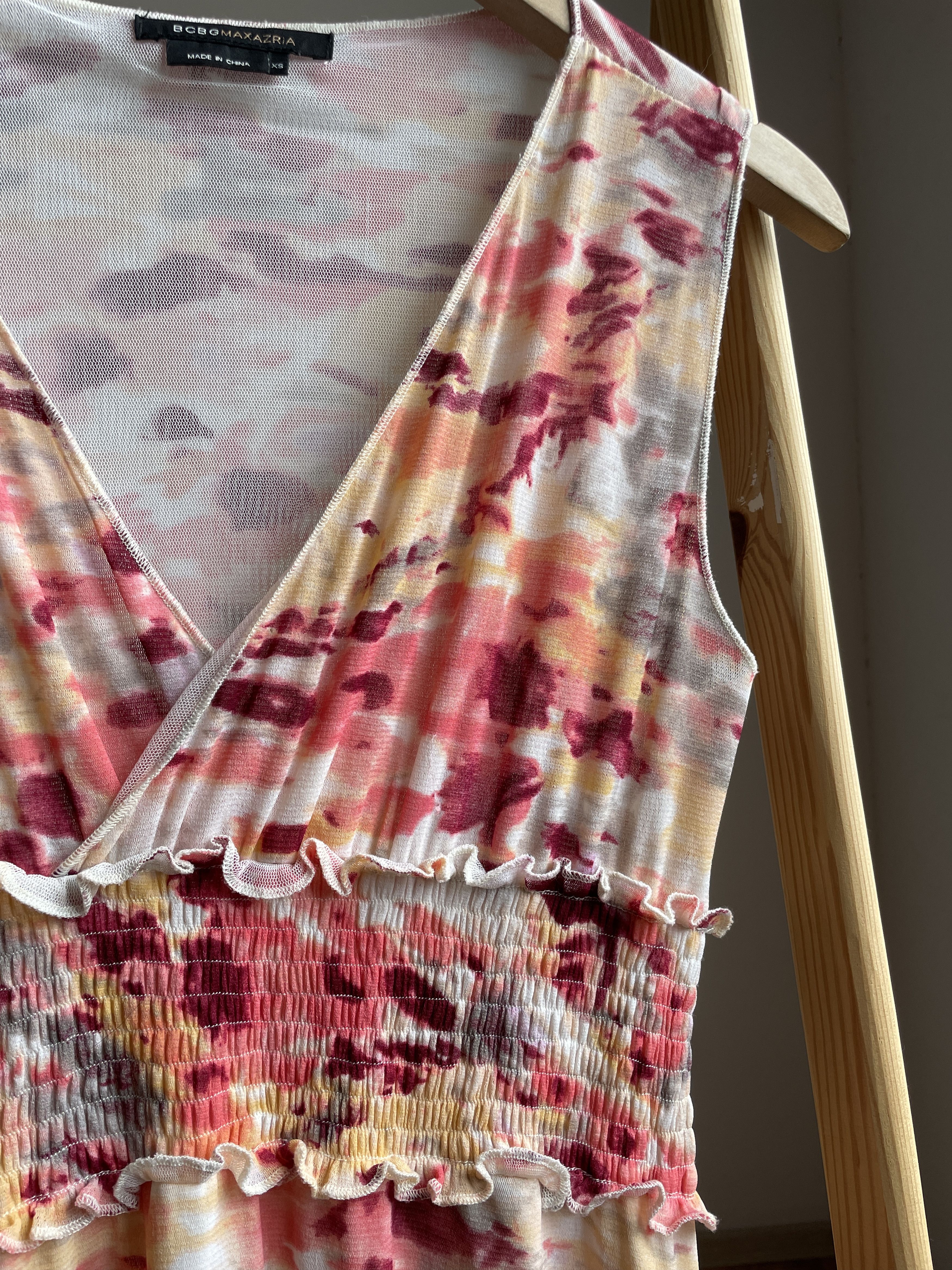 Bcbgmaxazria BCBG Max Azria Floral Tank Nylon Midi Decollete Dress Size XS / US 0-2 / IT 36-38 - 4 Thumbnail