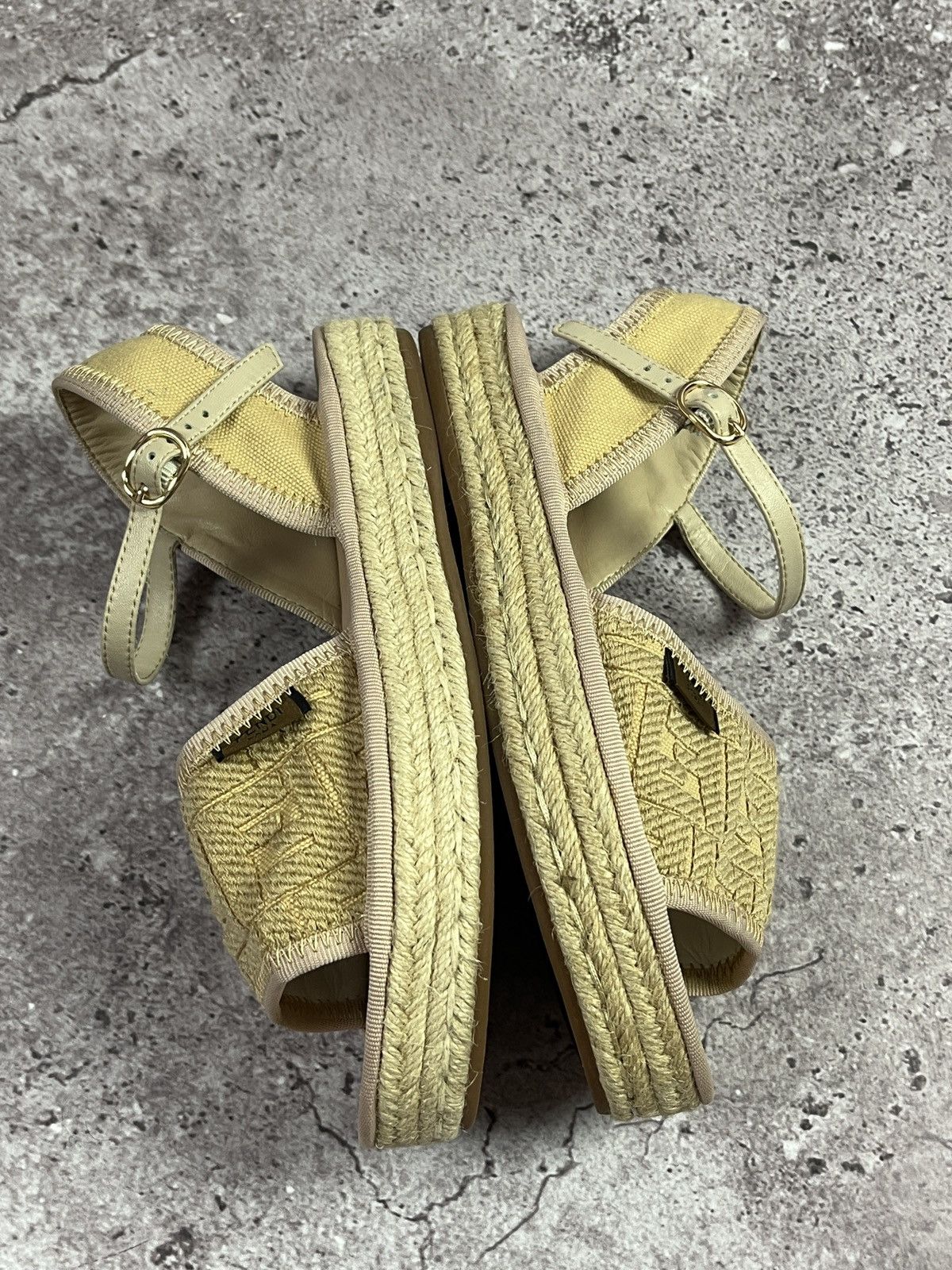 Fendi FF Logo Espadrille Platform Sandals Beige Size EU 36 Size US 5 / IT 35 - 5 Thumbnail