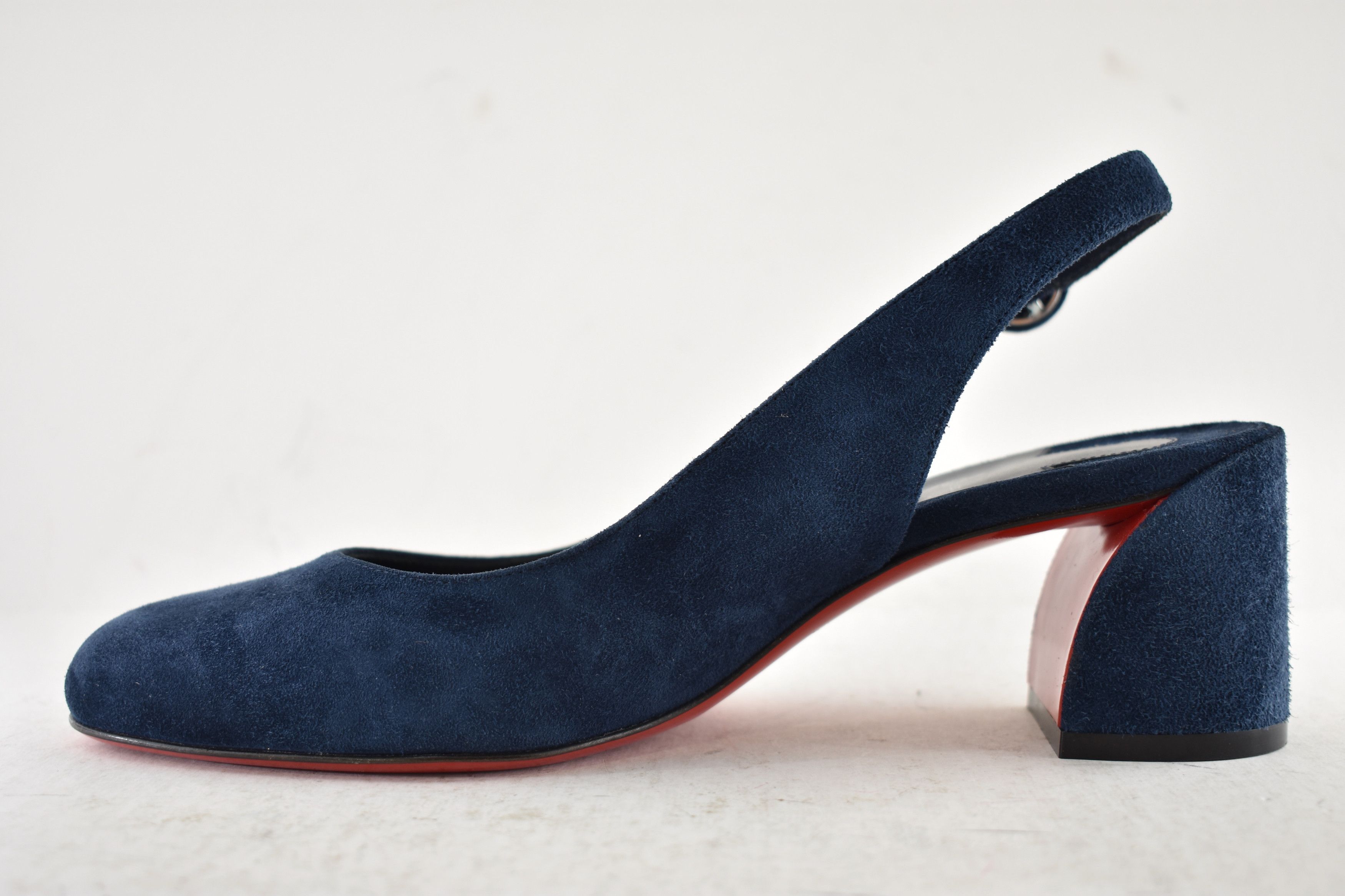 Christian Louboutin So Jane Sling 55 Marine Blue Slingback Sandal Block Heel 36 Size US 6 / IT 36 - 10 Thumbnail