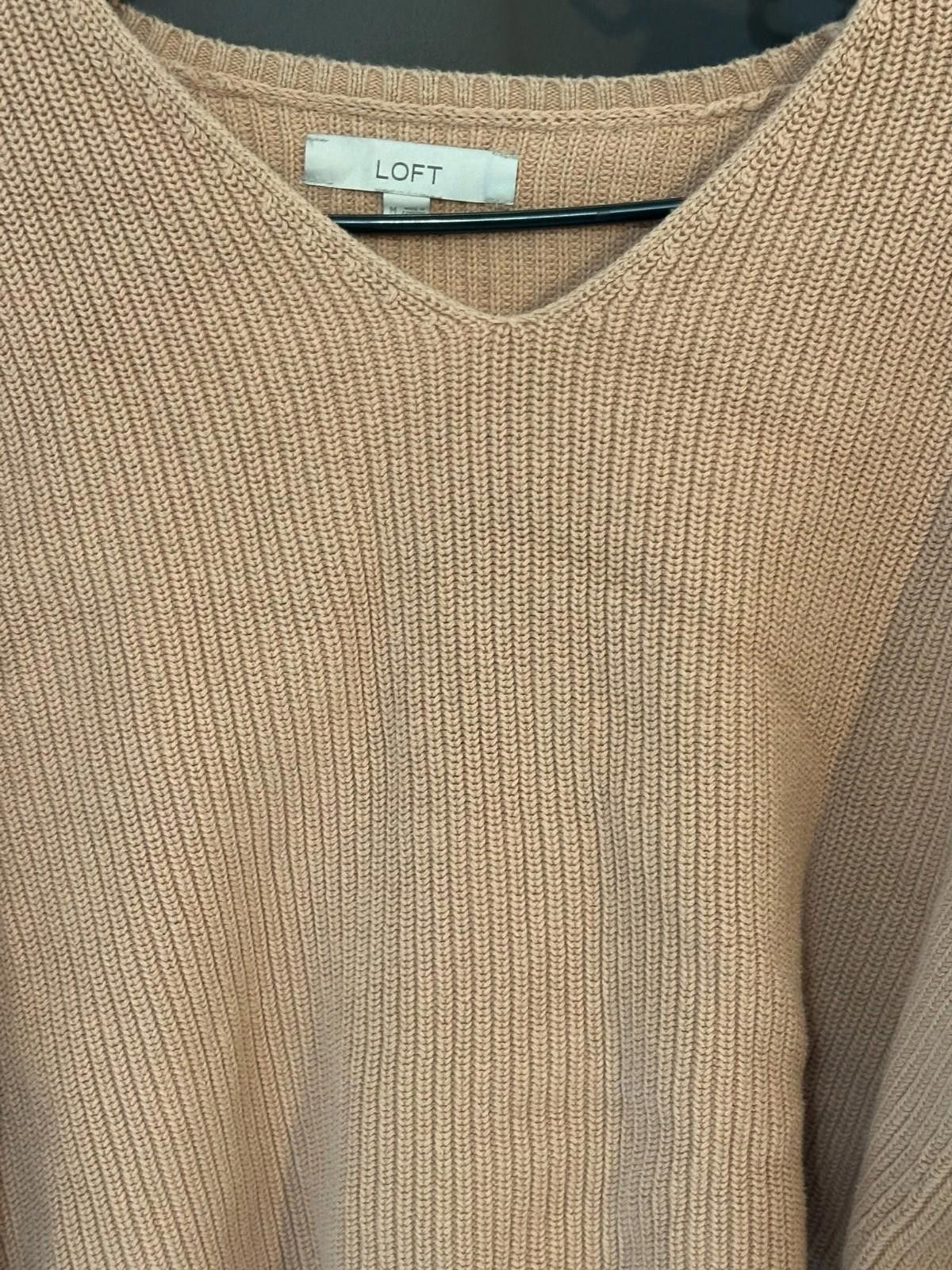 Designer LOFT Ribbed Sweater M | Beige Knit | Fall Staple Size M / US 6-8 / IT 42-44 - 2 Thumbnail