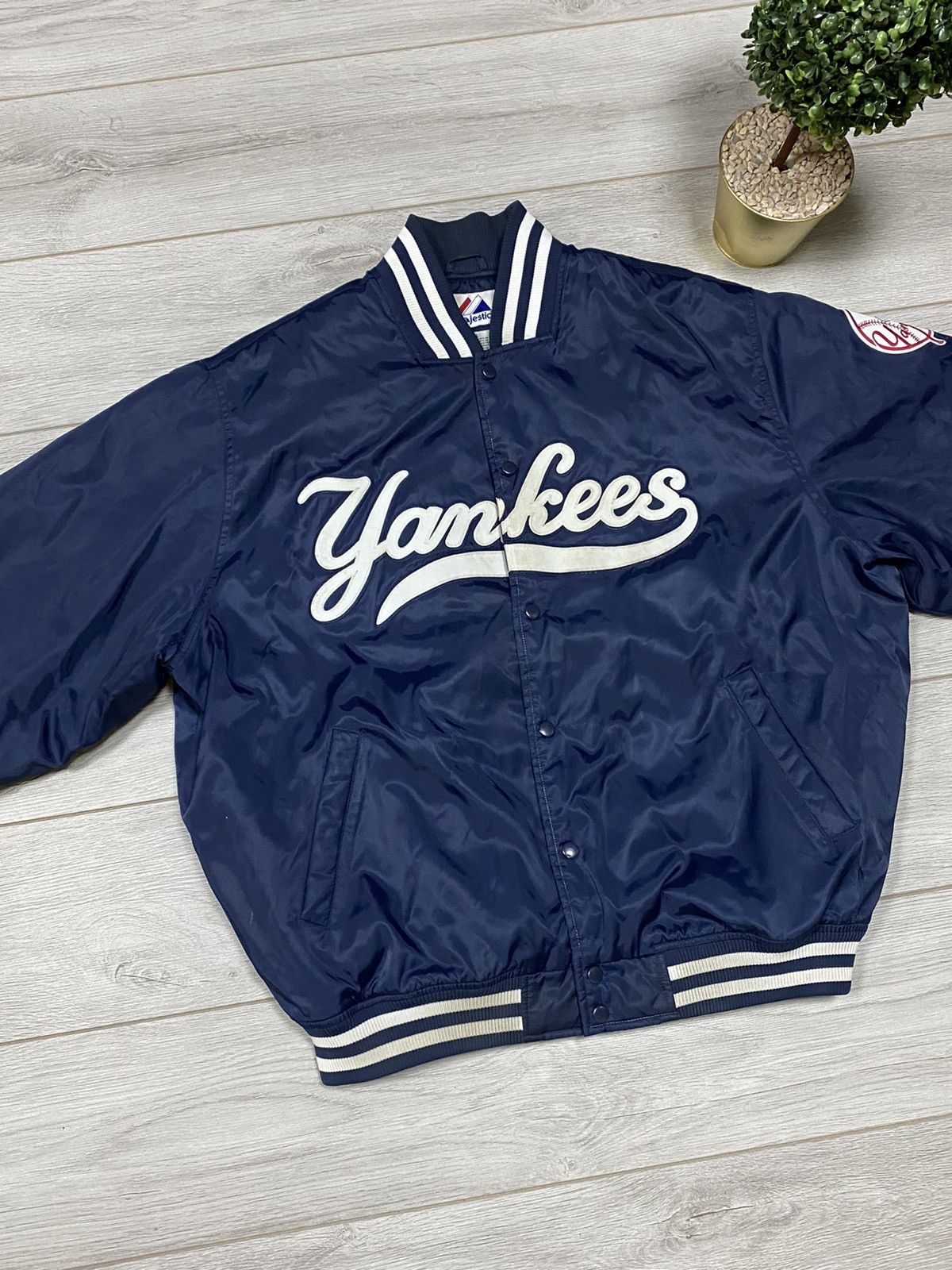 MLB Majestic Yankees vintage baseball bomber varsity buttons Size US XXL / EU 58 / 5 - 3 Thumbnail
