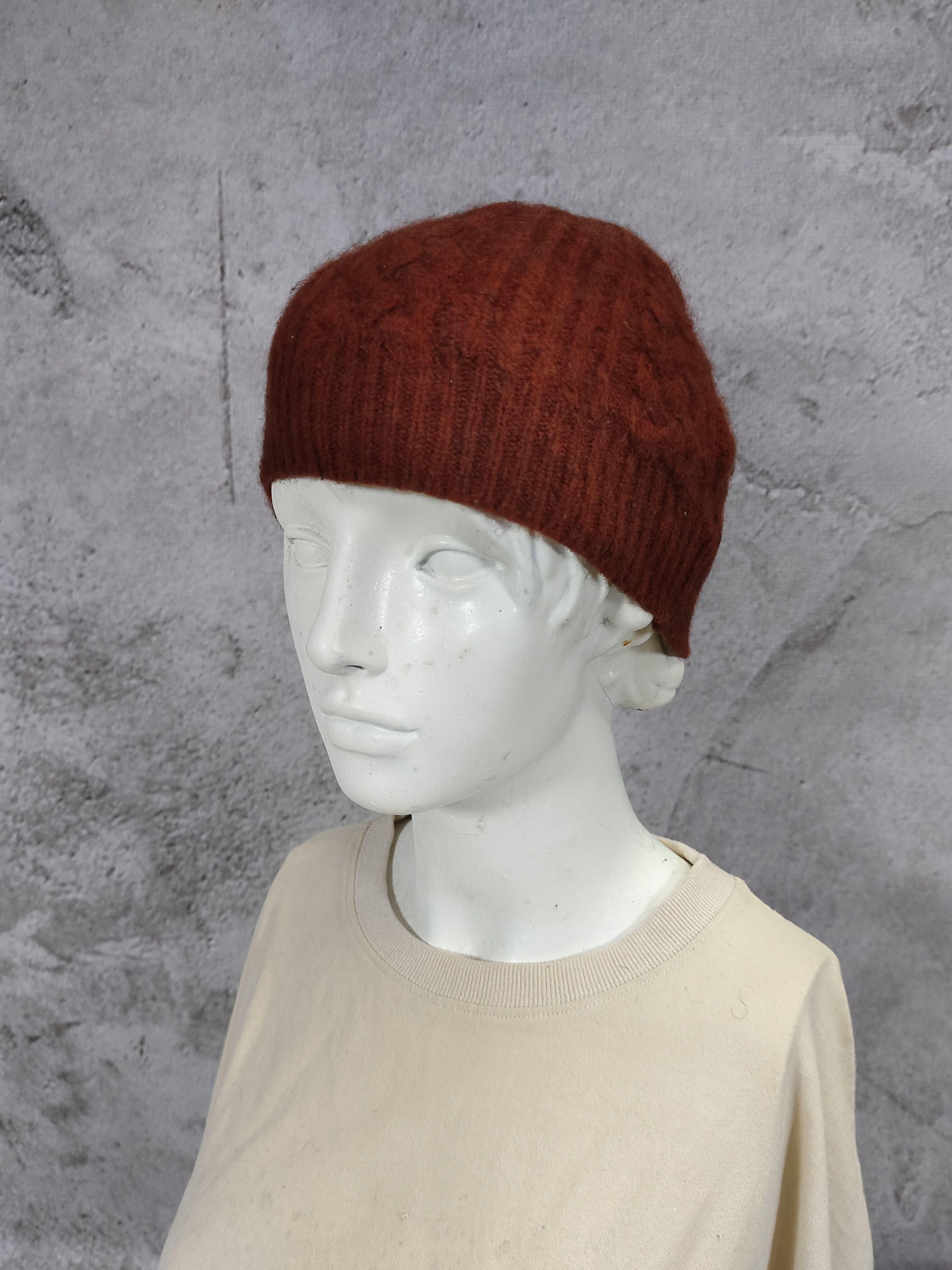 Margaret Howell 2000s Margaret Howell-Wool Rust Orange Cable Knit Beanie Hat Size ONE SIZE - 2 Thumbnail