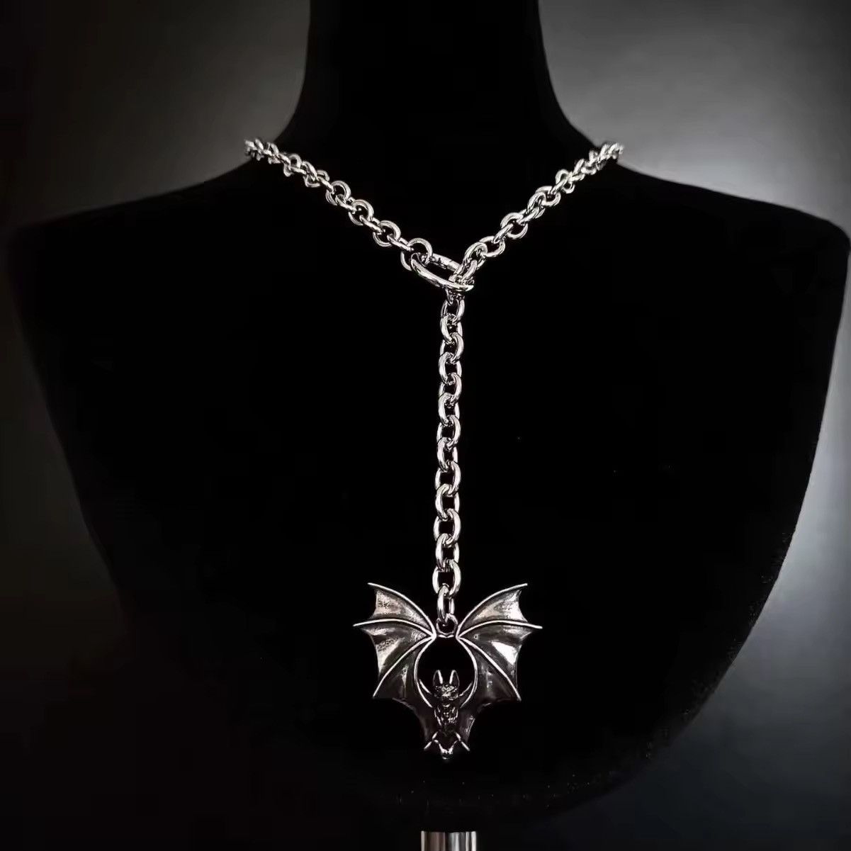 Other Punk Gothic Y2k Steel Silver Necklace Bat Chain Size ONE SIZE - 2 Thumbnail
