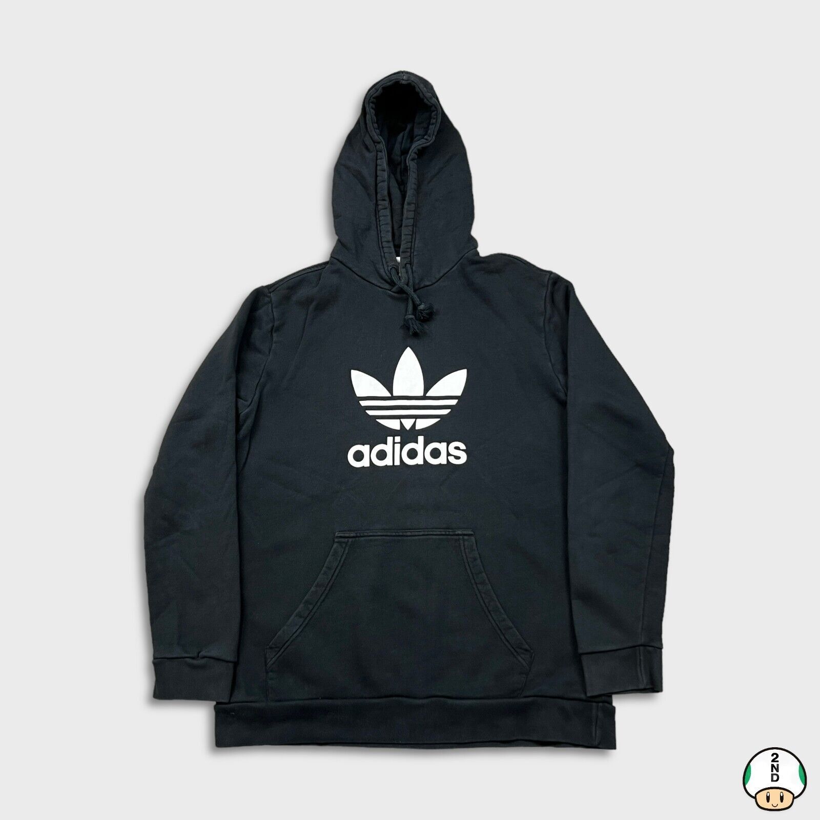 Adidas × Vintage Adidas Hoodie Medium Trefoil Spell Out Hooded Sweatshirt Size US M / EU 48-50 / 2 - 1 Thumbnail