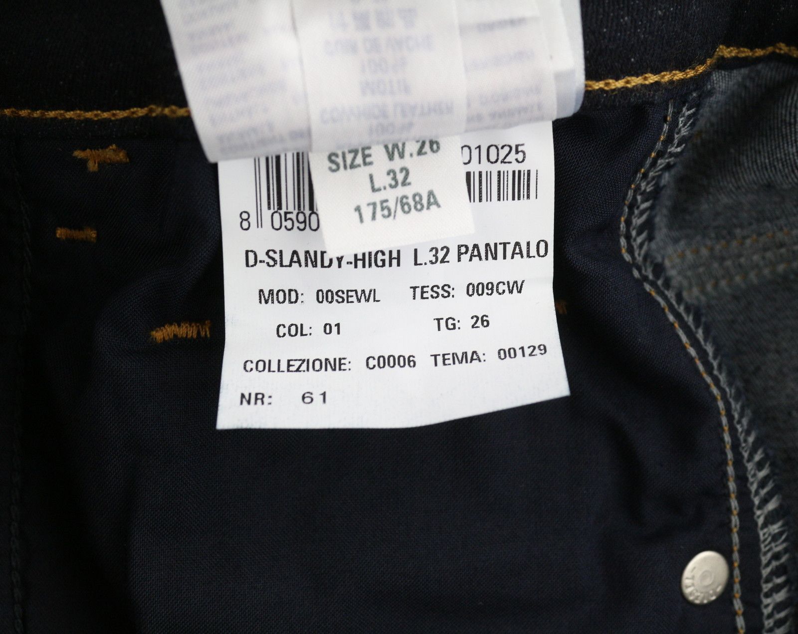 Diesel SLANDY-HIGH 009CW W26/L32 Skinny High Waist Jeans 40674 Size 26" / US 2 / IT 38 - 11 Thumbnail