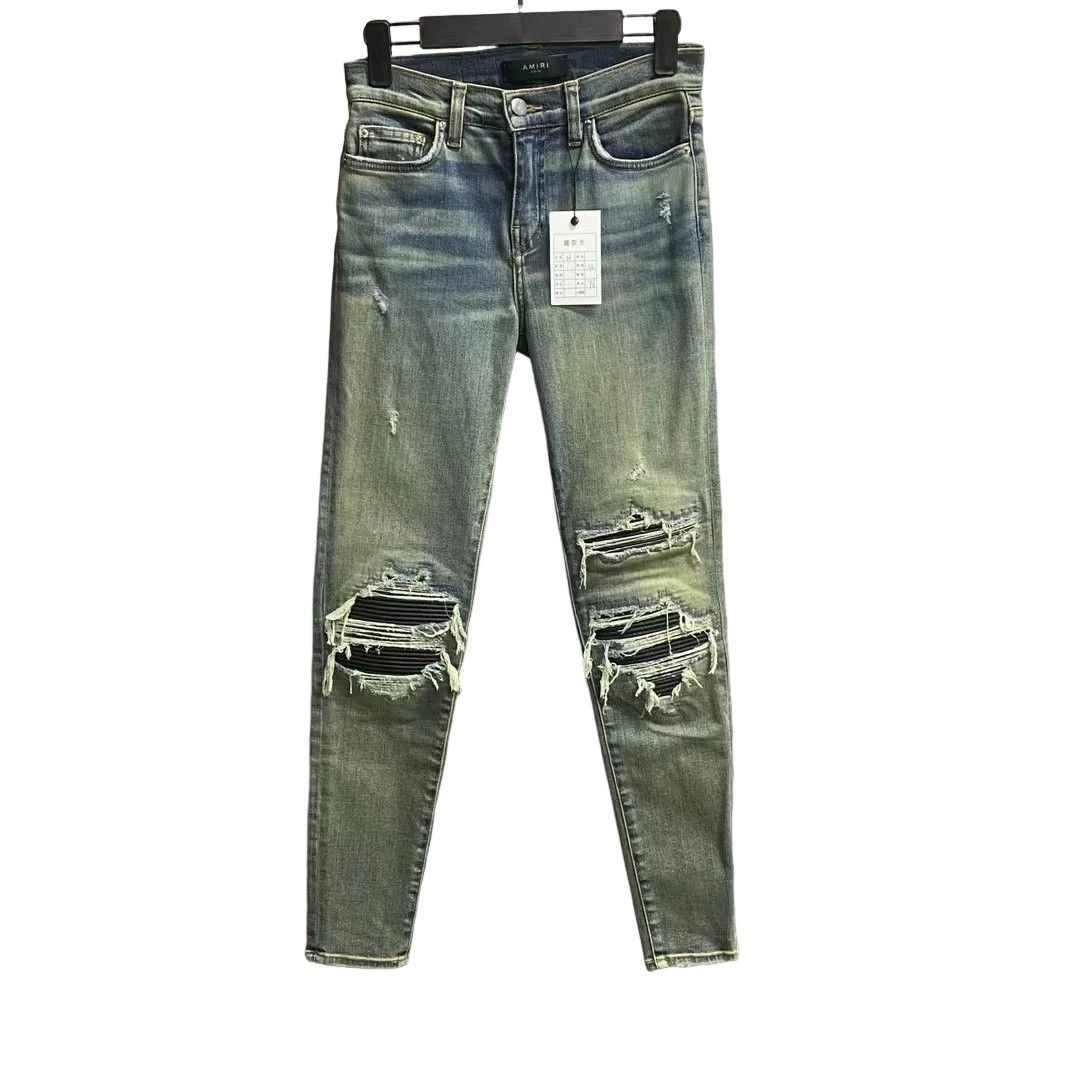 Amiri Amiri Distressed Leather Patch Denim Size 26 Size US 26 / EU 42 - 1 Thumbnail