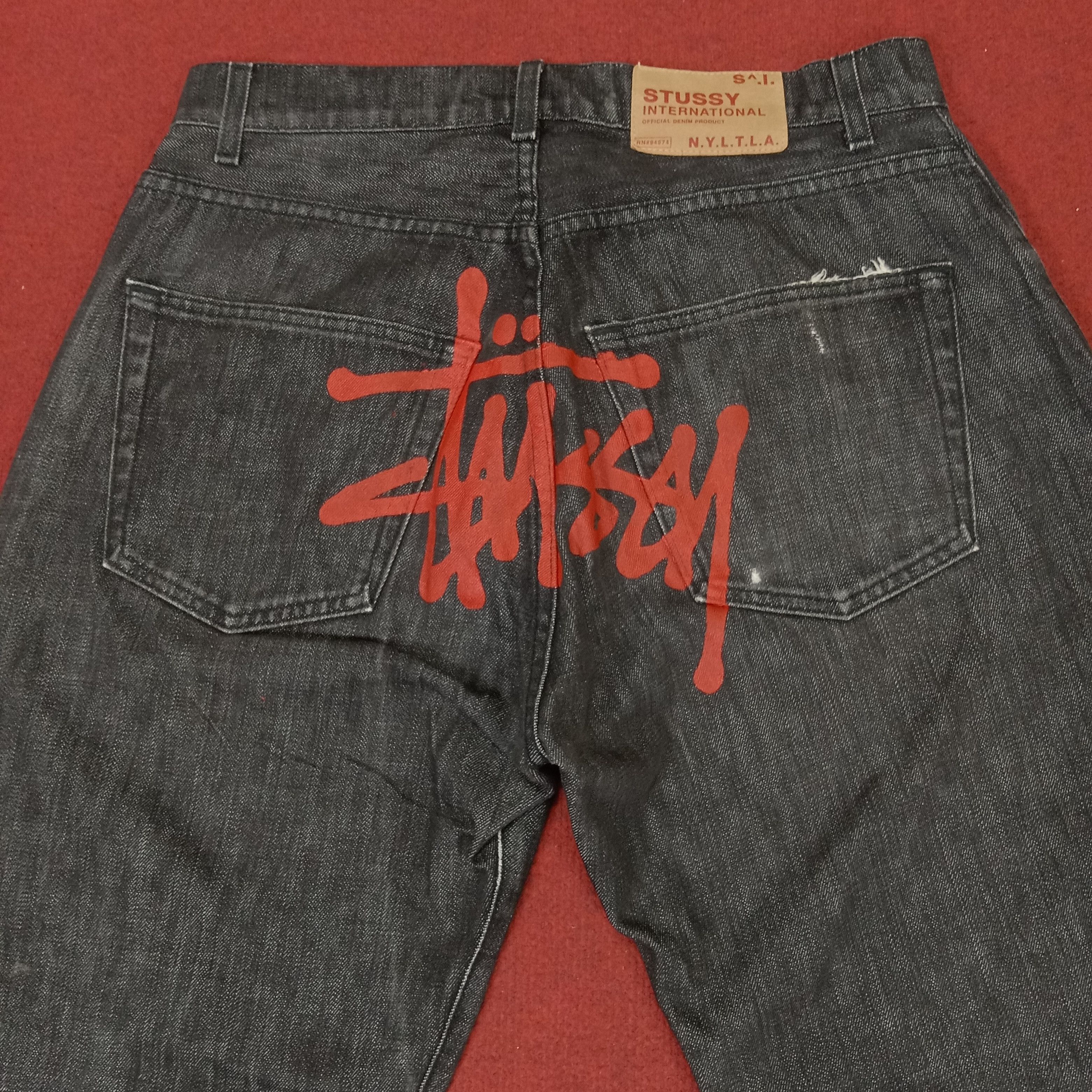 Vintage Stussy Streetwear Custom Art Logo Style Distressed Jeans Size US 32 / EU 48 - 2 Thumbnail