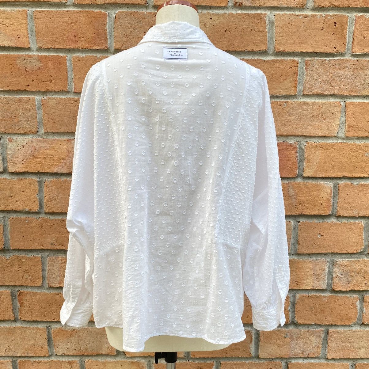 Frapbois FRAPBOIS & niko and ... White Dobby Cotton Blouse Size L / US 10 / IT 46 - 17 Thumbnail