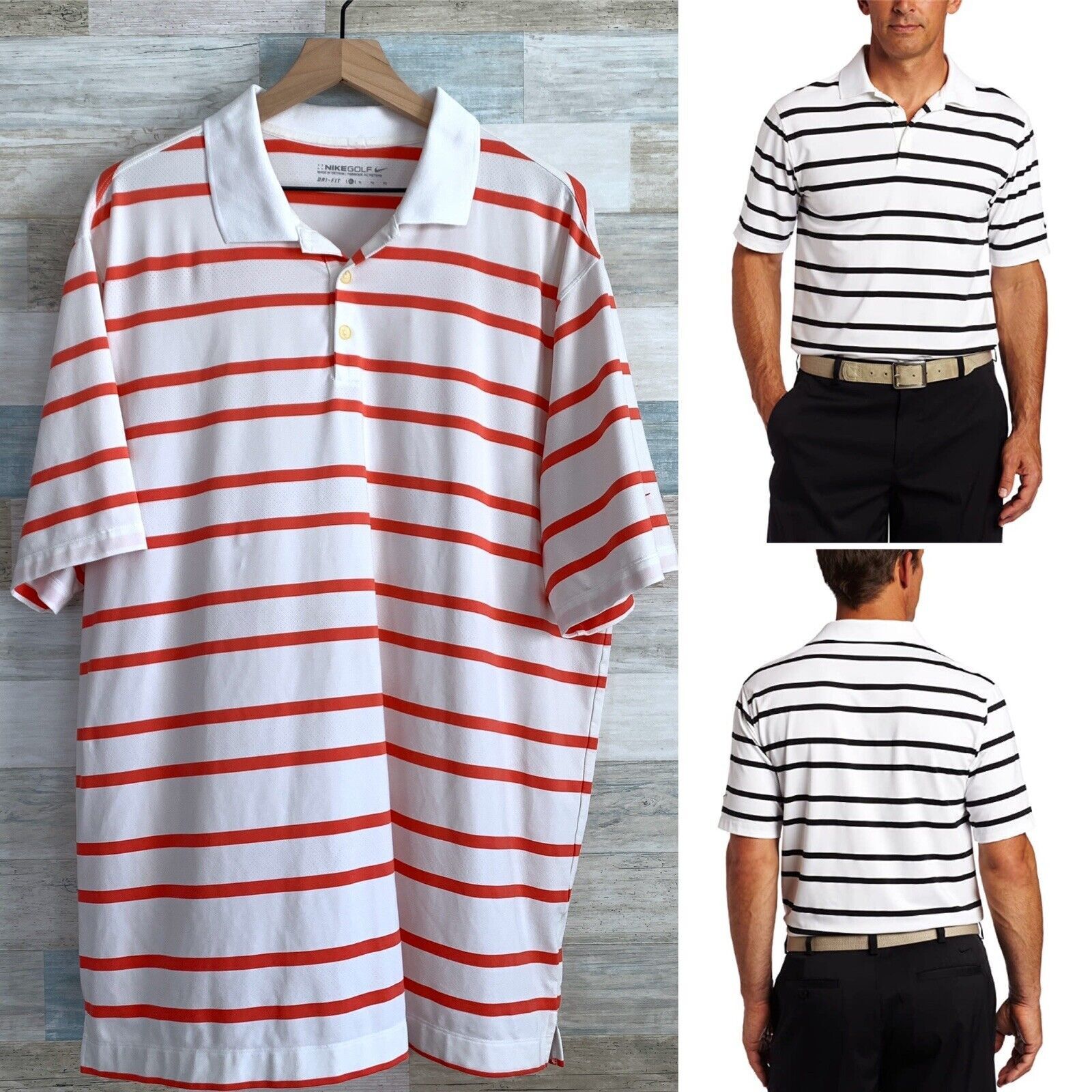 Nike Nike Golf UV Ultra Bold Stripe Polo Shirt White Pink Mens XL Size US XL / EU 56 / 4 - 1 Thumbnail