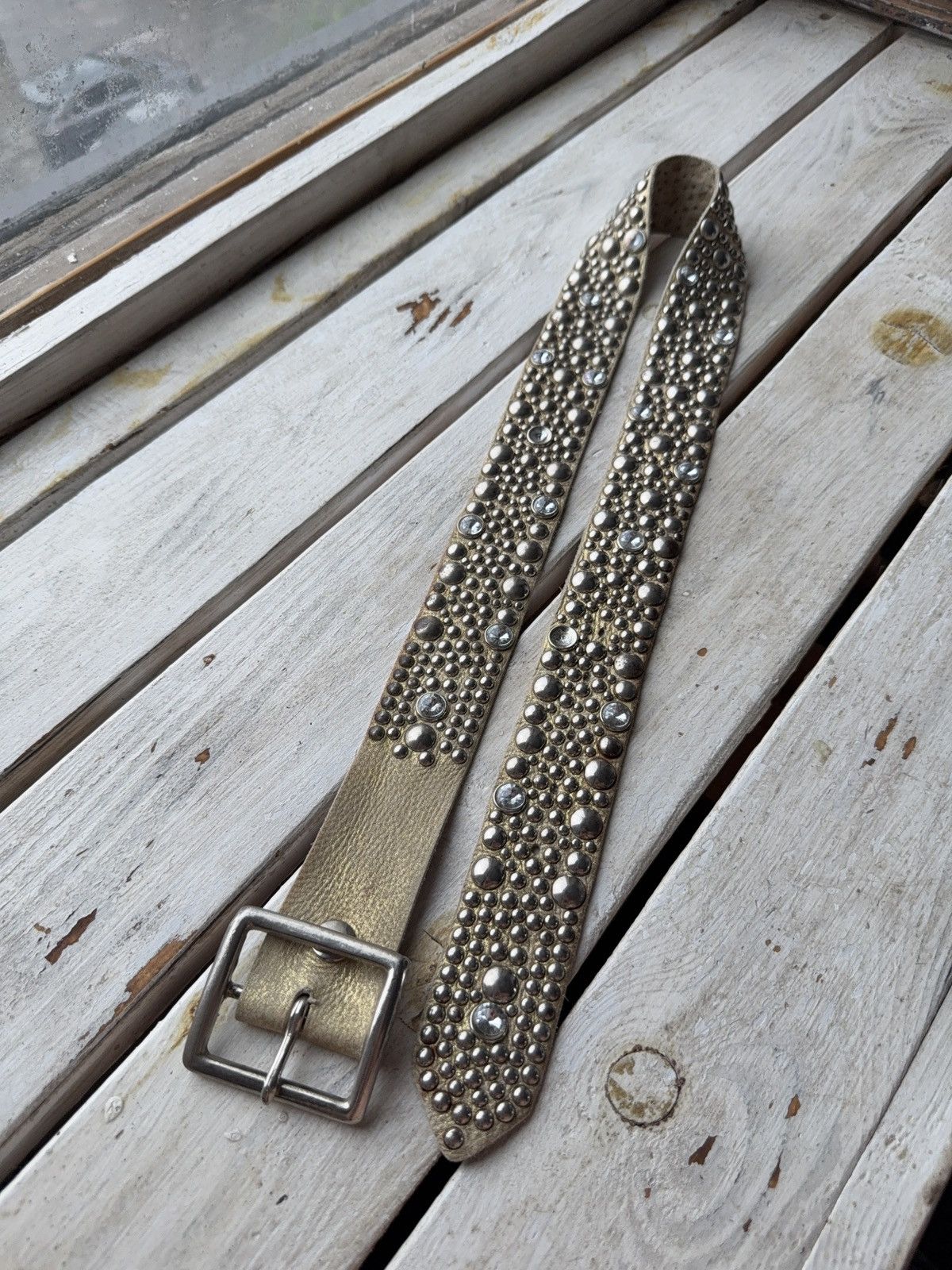 Japanese Brand Vintage Japanese Leather Punk Emo Rock Goth Y2K Drill belt Size ONE SIZE - 1 Thumbnail