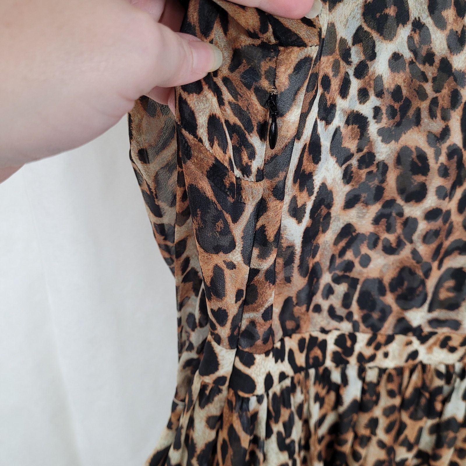 INTERMIX Intermix cheetah print sheer ruffled long sleeve dress Size S / US 4 / IT 40 - 10 Thumbnail