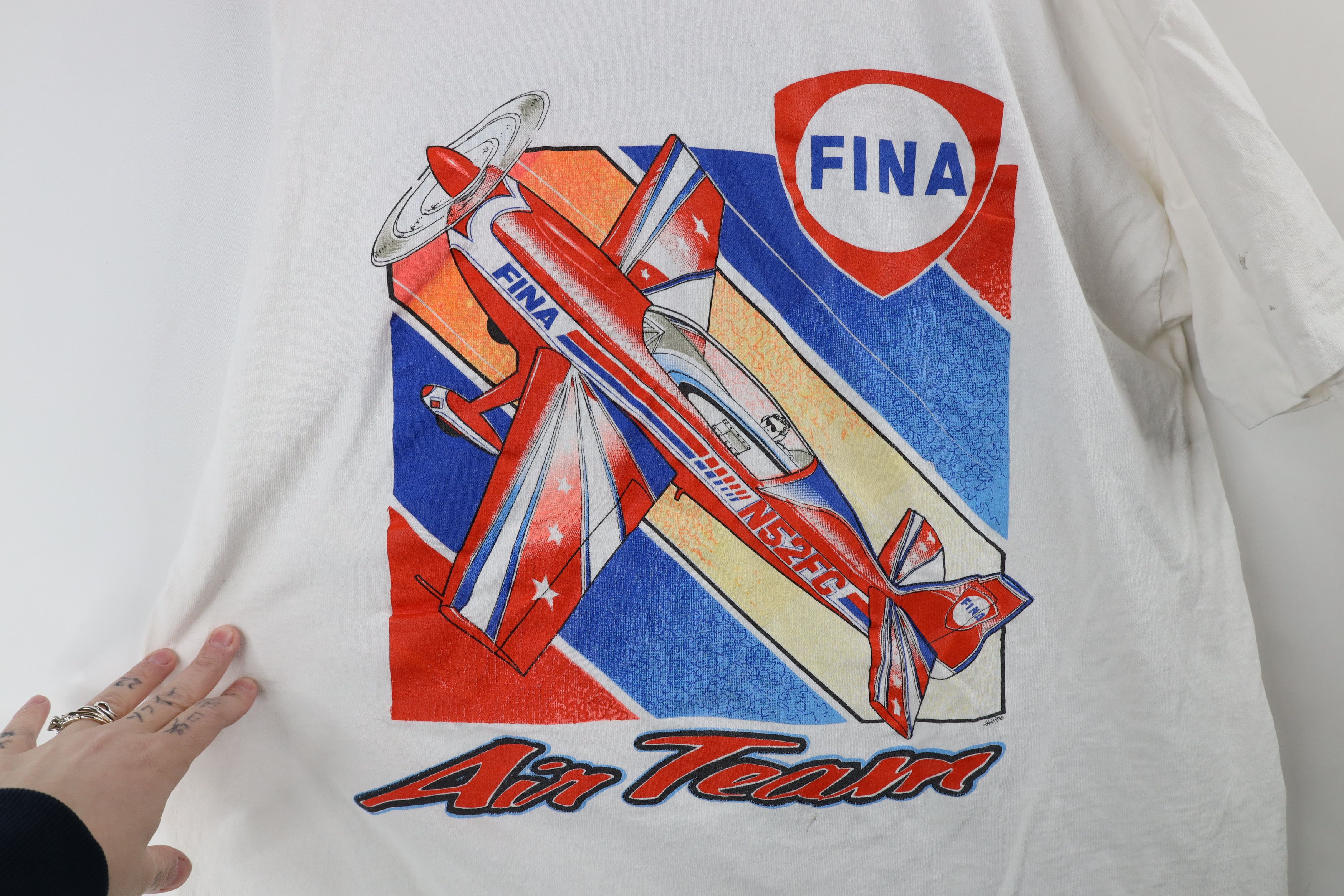 Vintage Vintage 90s Spell FINA Air Team All Over Print T-Shirt USA Size US XL / EU 56 / 4 - 4 Thumbnail