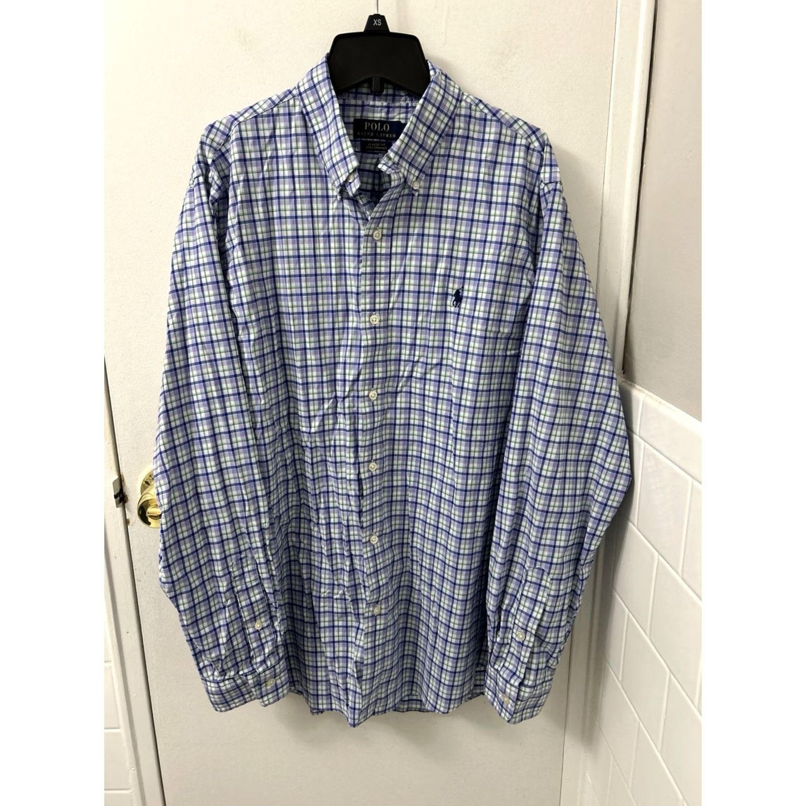 Polo Ralph Lauren Polo Ralph Lauren Performance Shirt Mens Large Blue Plaid Classic Fit L/S Button-Up Size US L / EU 52-54 / 3 - 2 Thumbnail