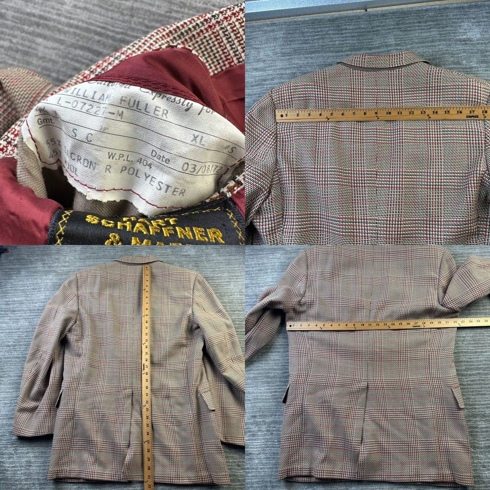 Hart Schaffner Marx VINTAGE Hart Schaffner Marx Blazer Sport Coat Mens 44S Glen Plaid Jacket 70s Size 44R - 8 Thumbnail