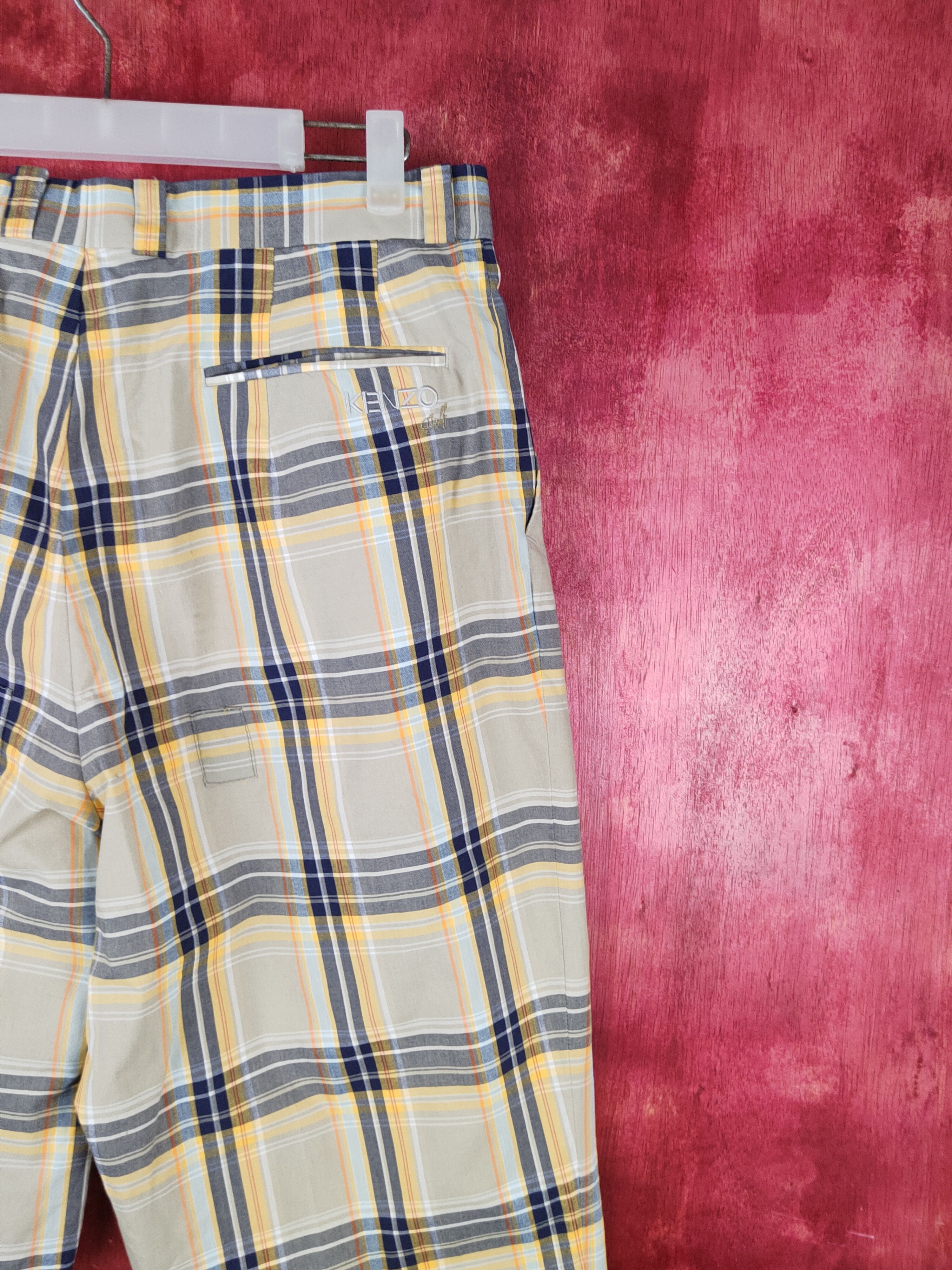 Kenzo Kenzo Golf Yellow Blue checkered Casual Pants #S1348 Size US 32 / EU 48 - 11 Thumbnail