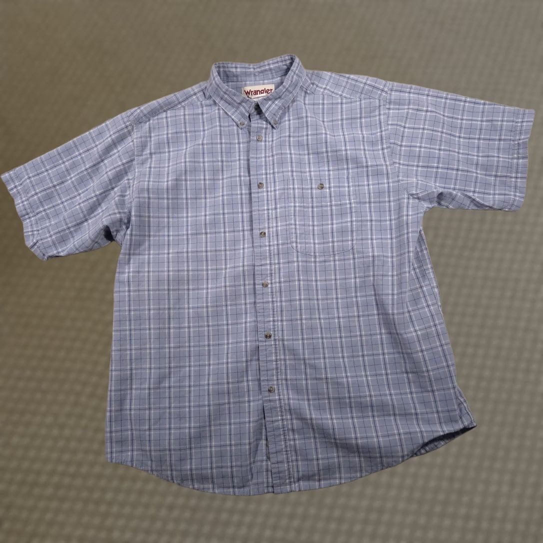 Wrangler VINTAGE Wrangler Shirt Mens 2XL Blue Plaid Button-Down Short Sleeve Rugged Wear Pocket Size US XXL / EU 58 / 5 - 1 Thumbnail
