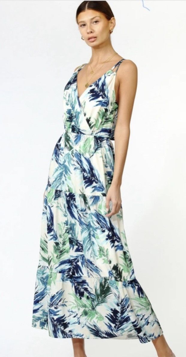 Other Adelyn Rae Nevina Ruffle Wrap Maxi Leaf Print Large Dress Size L / US 10 / IT 46 - 10 Thumbnail