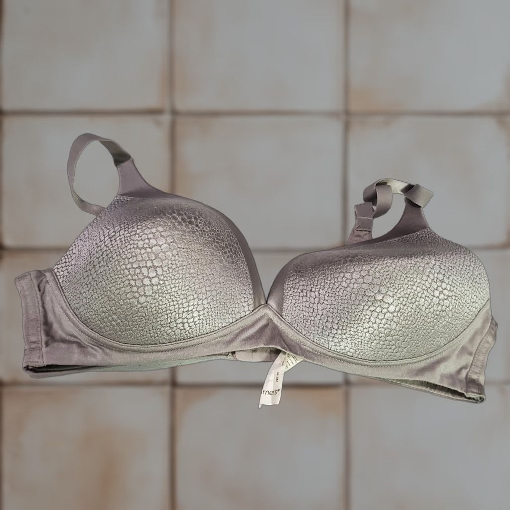 Vintage Warner's Wireless Bra 38C Gray Animal Print Lightly Lined Bralette Womens in Grey